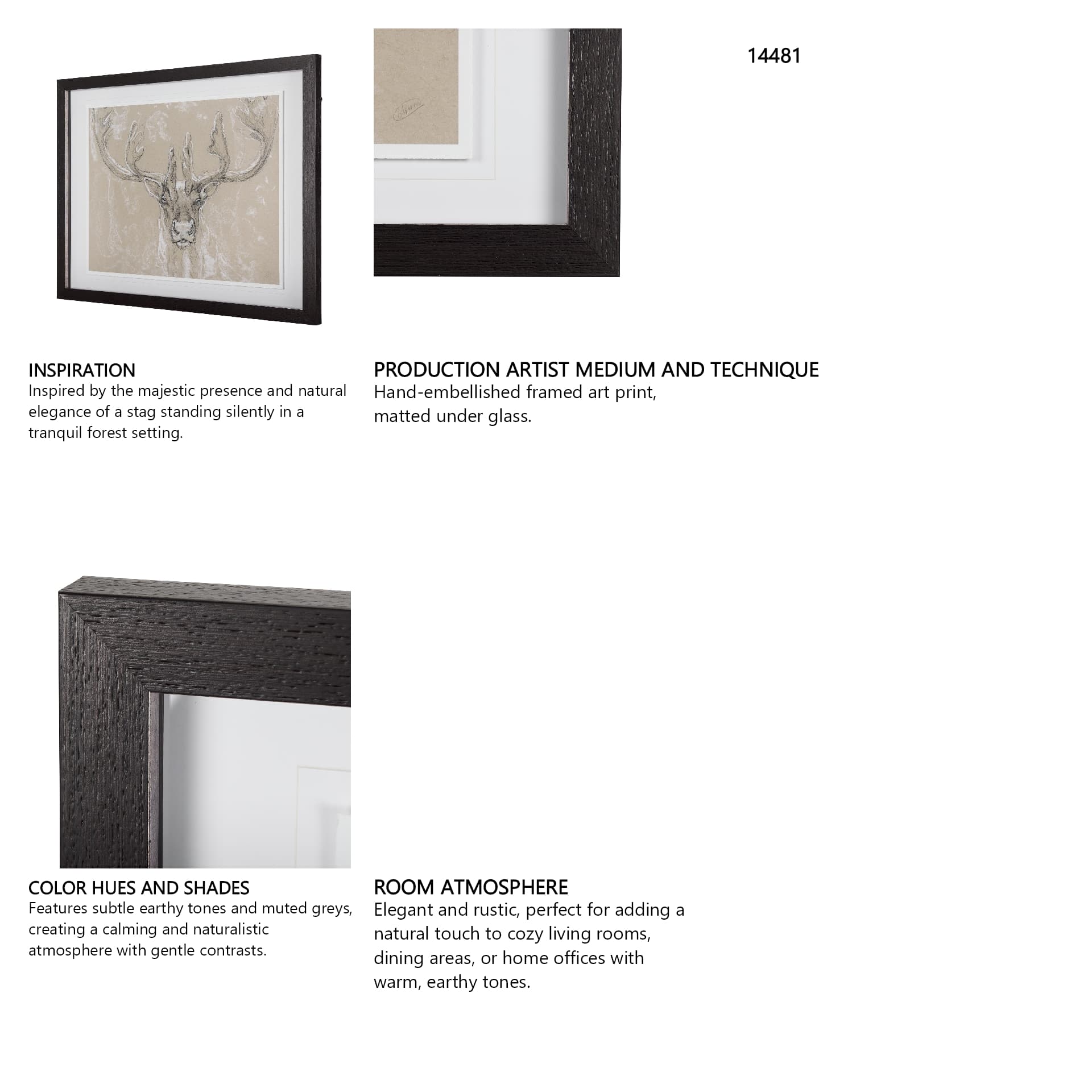 Sketch of animal II (Caribou) by Mercana Studio Hand Embellished Framed Art Print Matted under Glass — in a styled room