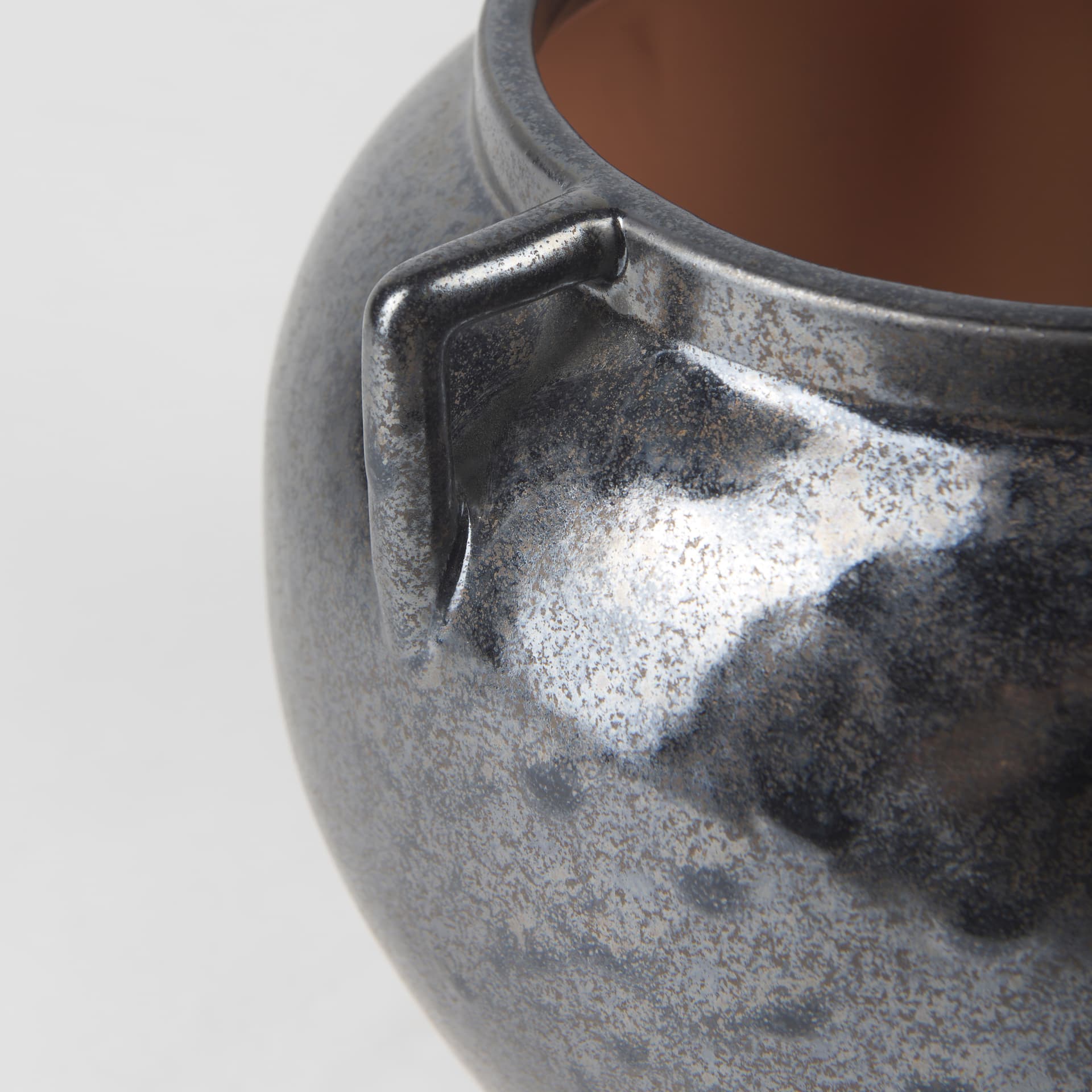 Kora Short Dark Metallic Double Ear Vase — product photograph