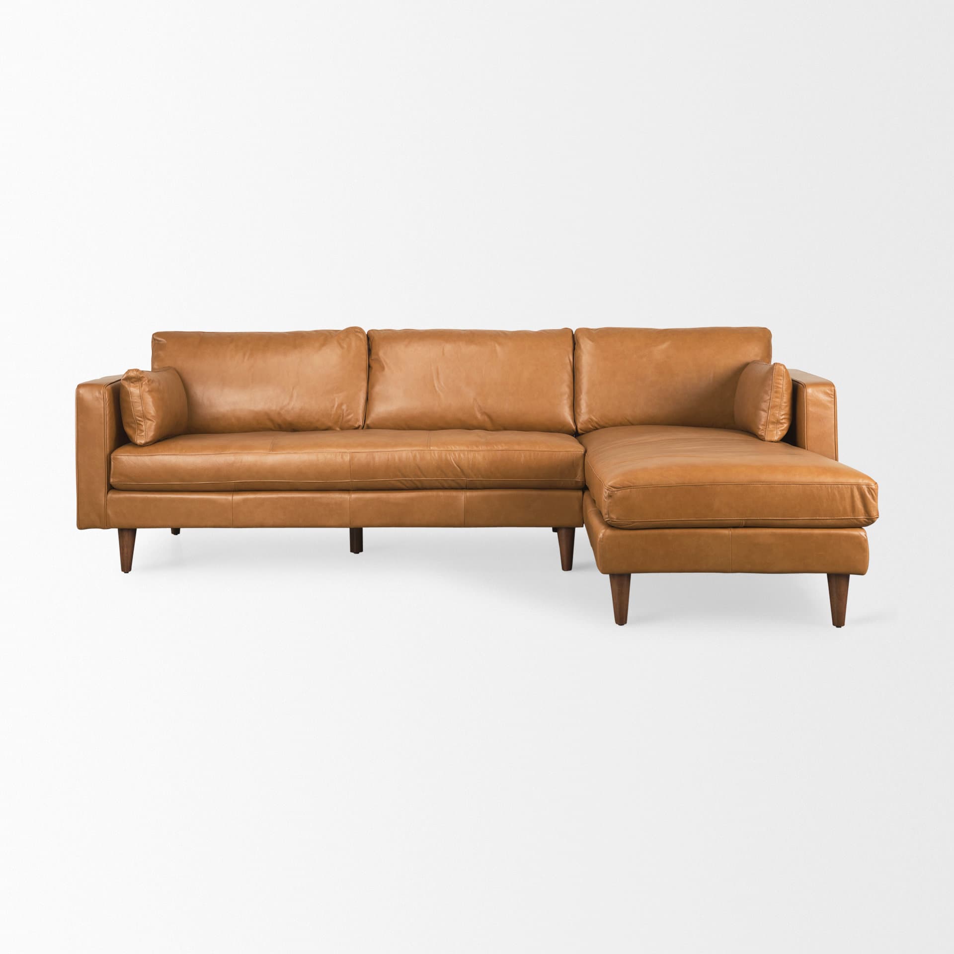 Elton 111.4L x 68.1W x 34.3H Tan Leather Right Chaise Sectional — product photograph