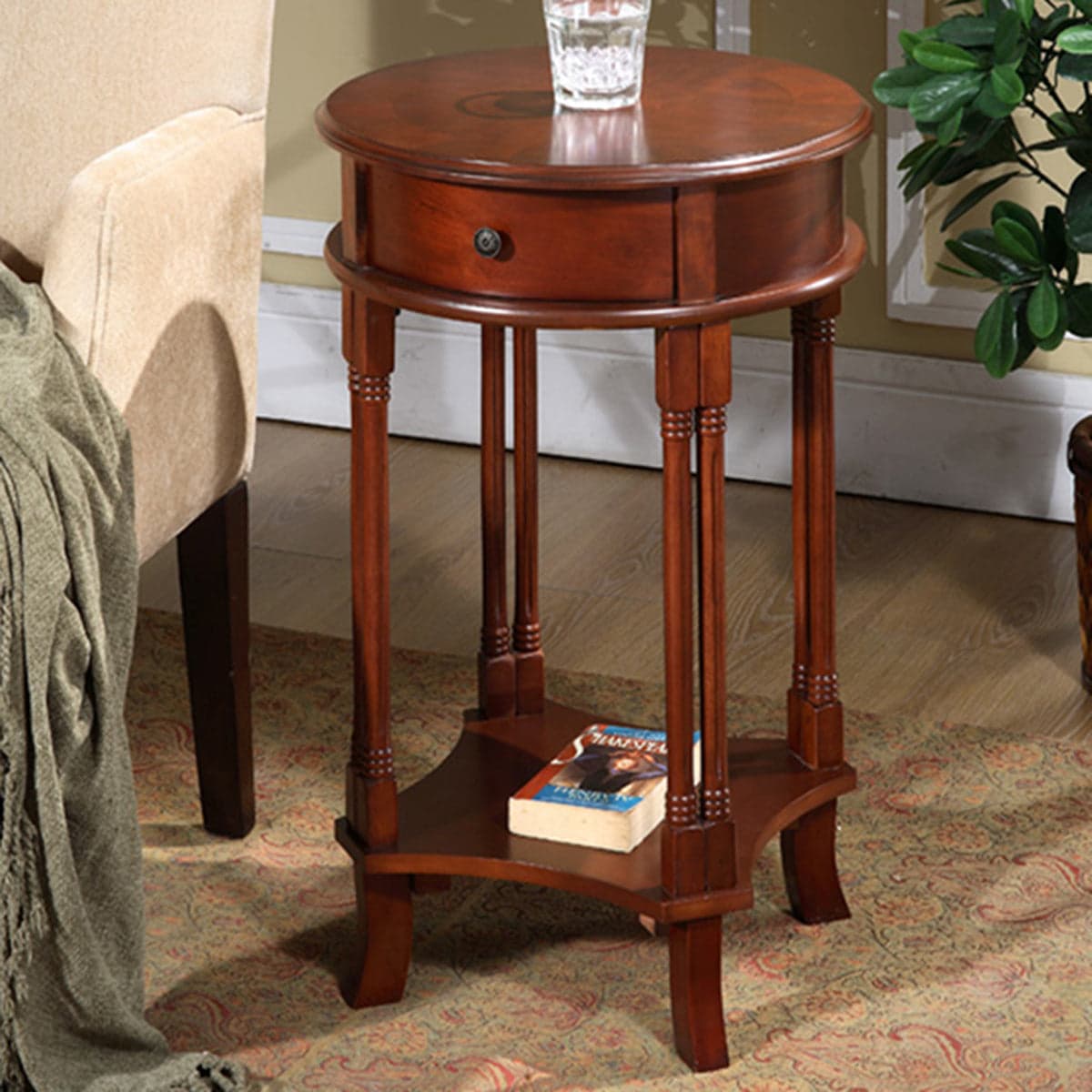 Round Accent Table HR23 Cherry Finish — product photograph