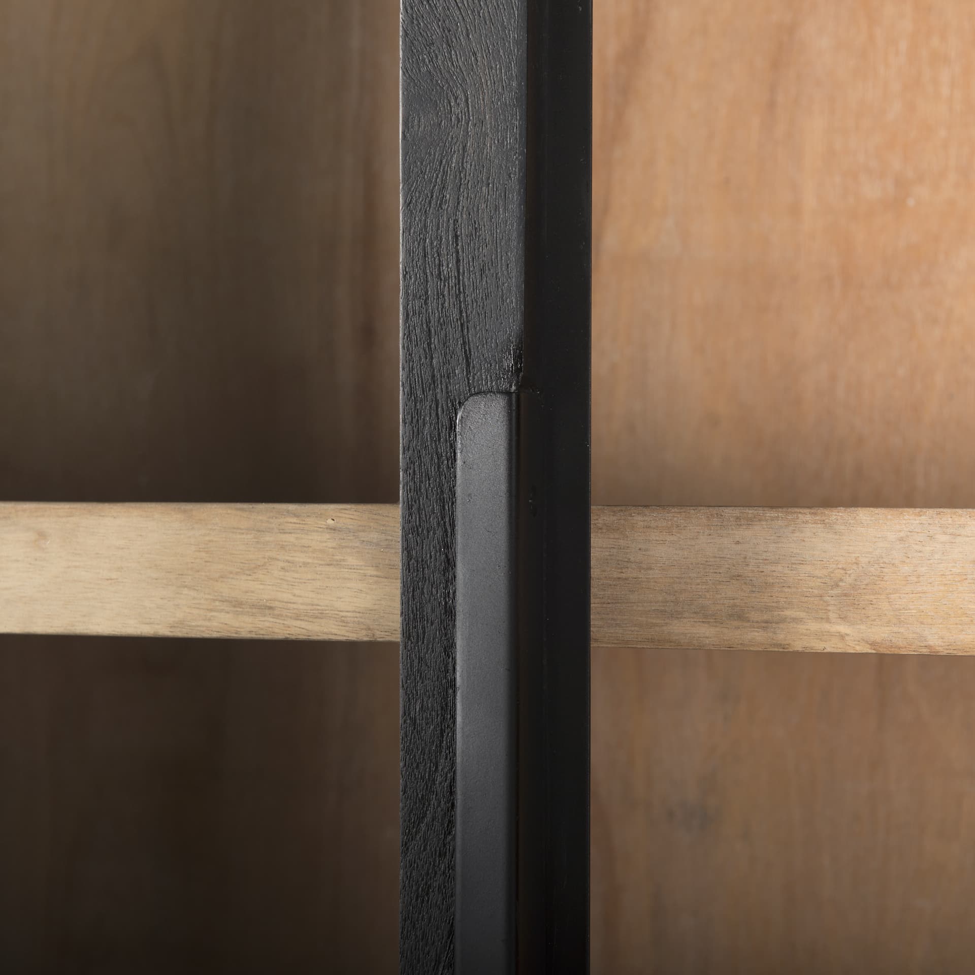 Sloan 47.5W x 85.5H Black Wood W/Black Metal Frame Arch Cabinet — product photograph
