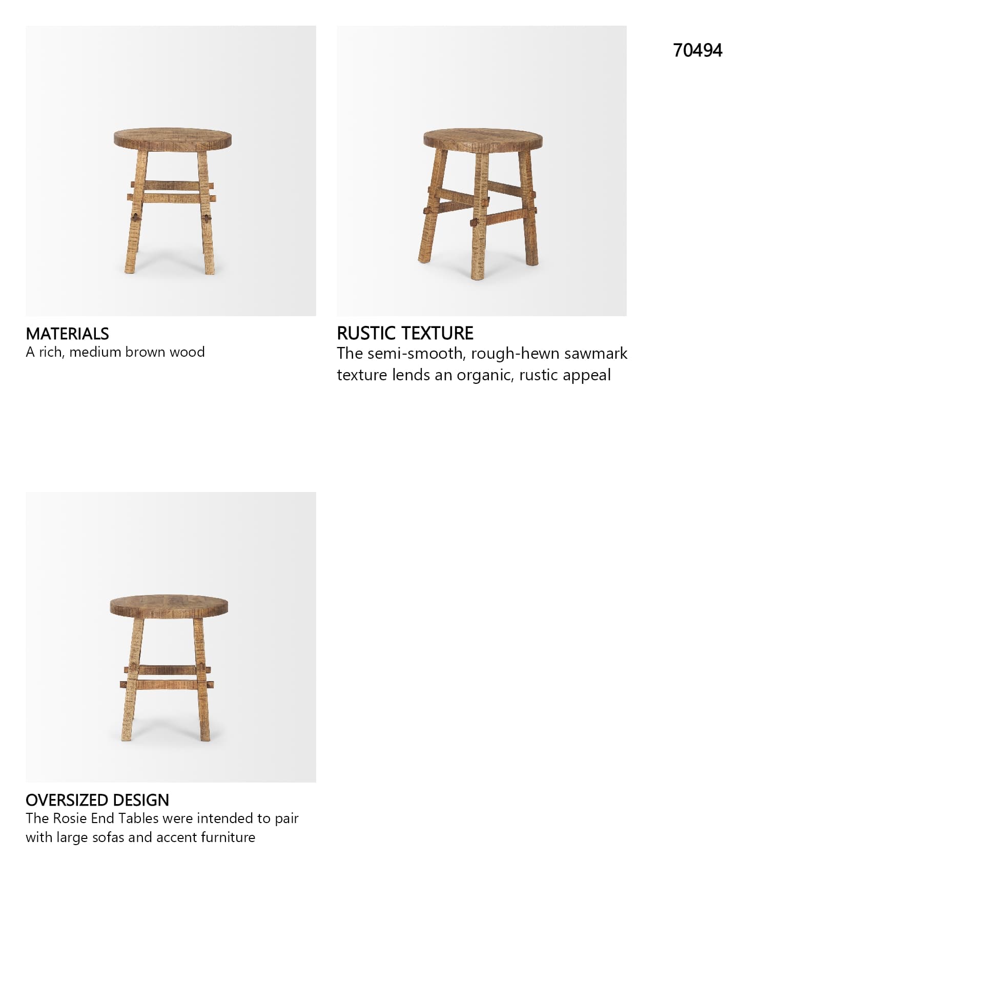 Rosie Small Brown Wood End Table — in a styled room