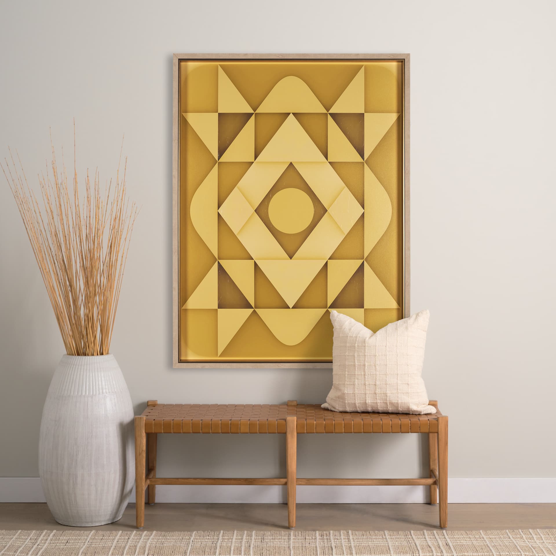 Moka by Fari Strachan a Hand Embellished Textured Framed Art Print — in a styled room