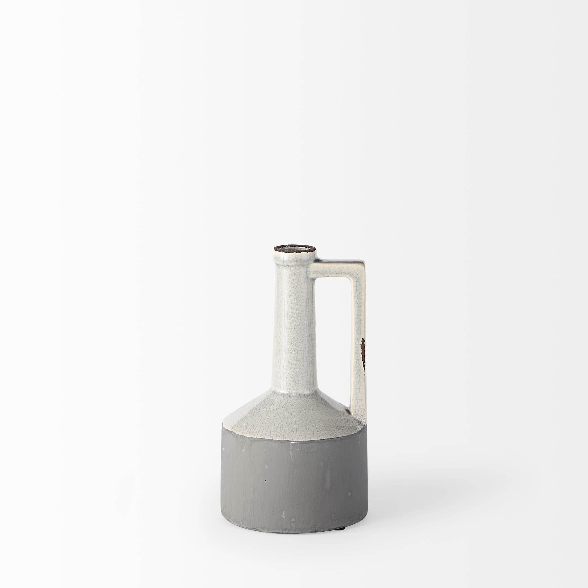 Burton 10.2H Small Two Tone Gray Ceramic Jug Vase — product photograph