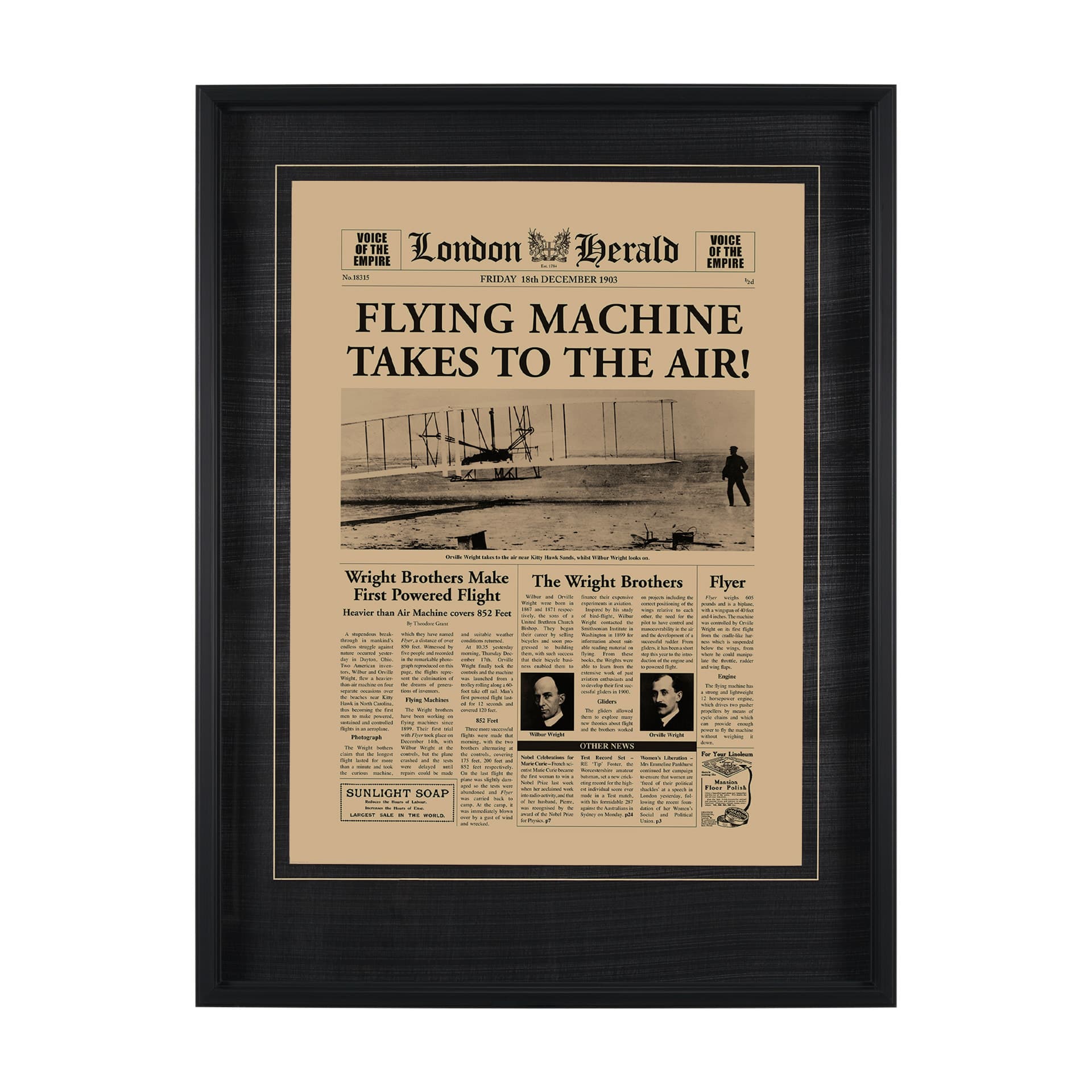 Flying Machine Takes to the Air! Hand Embelished Framed Art Photo Matted under Glass — product photograph