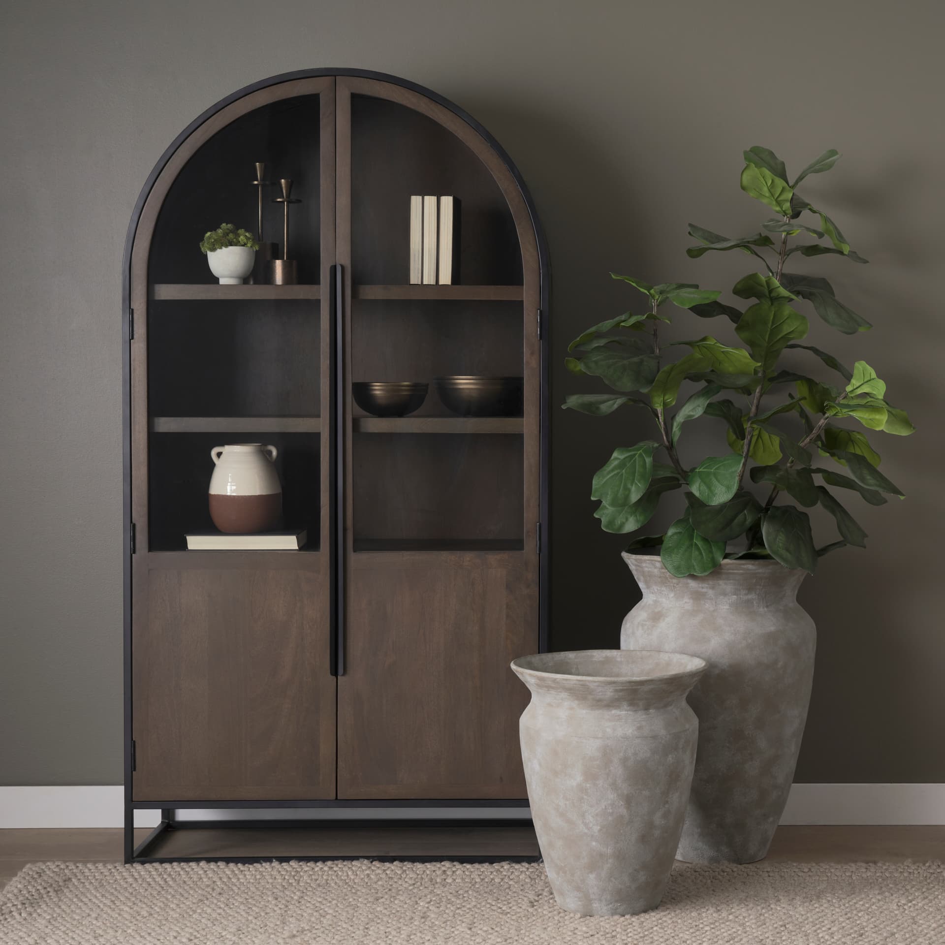 Tryna Large Beige w/ Matte Brown Ceramic Vase — product photograph