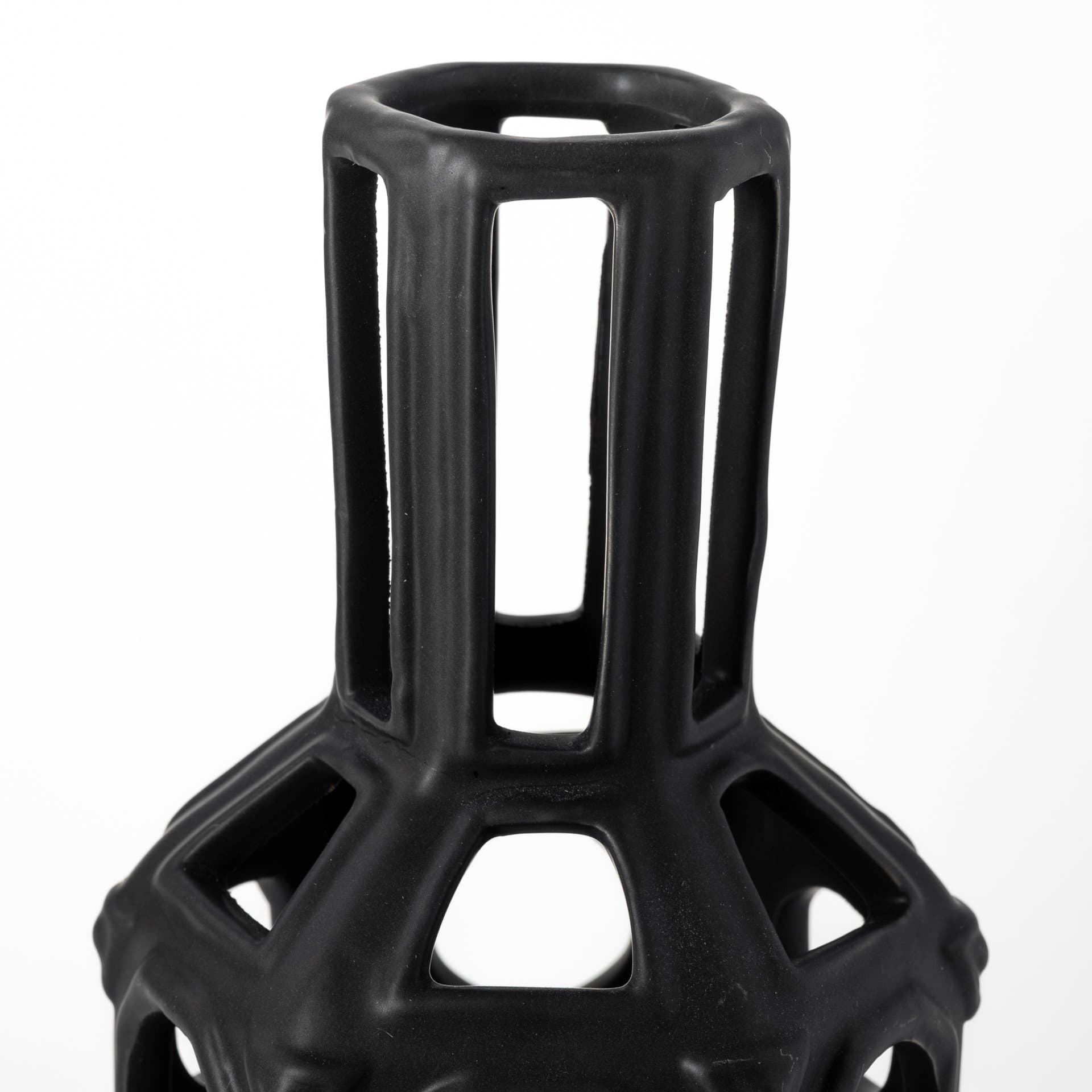 Brunel Large Black Drum-Shaped Ceramic Vase — product photograph