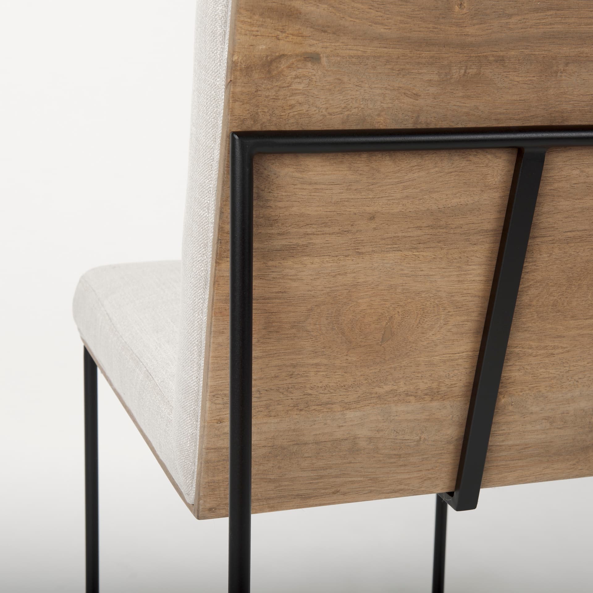 Stamford High-Back Dining Side Chair | Beige Linen w/ Black Metal — product photograph