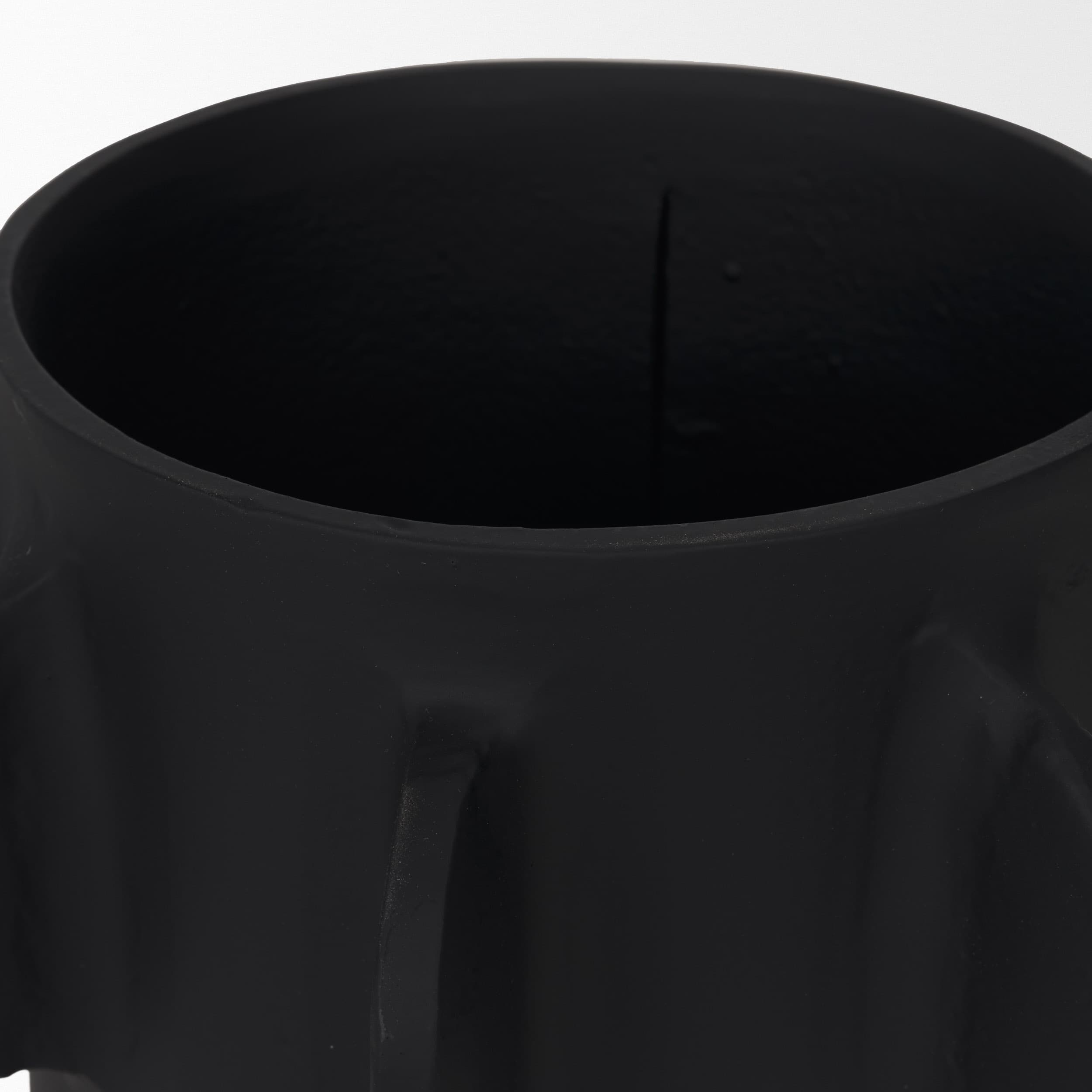Deacon Small Matte Black Metal Canister with Sculptural Handles — product photograph