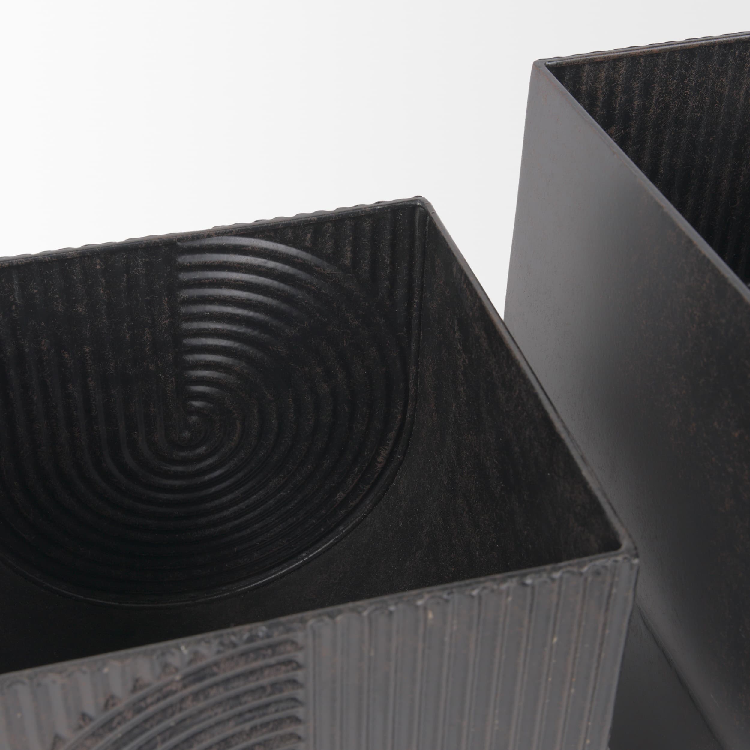 Medina Antiqued Black Metal Planters (Set of 2) — product photograph