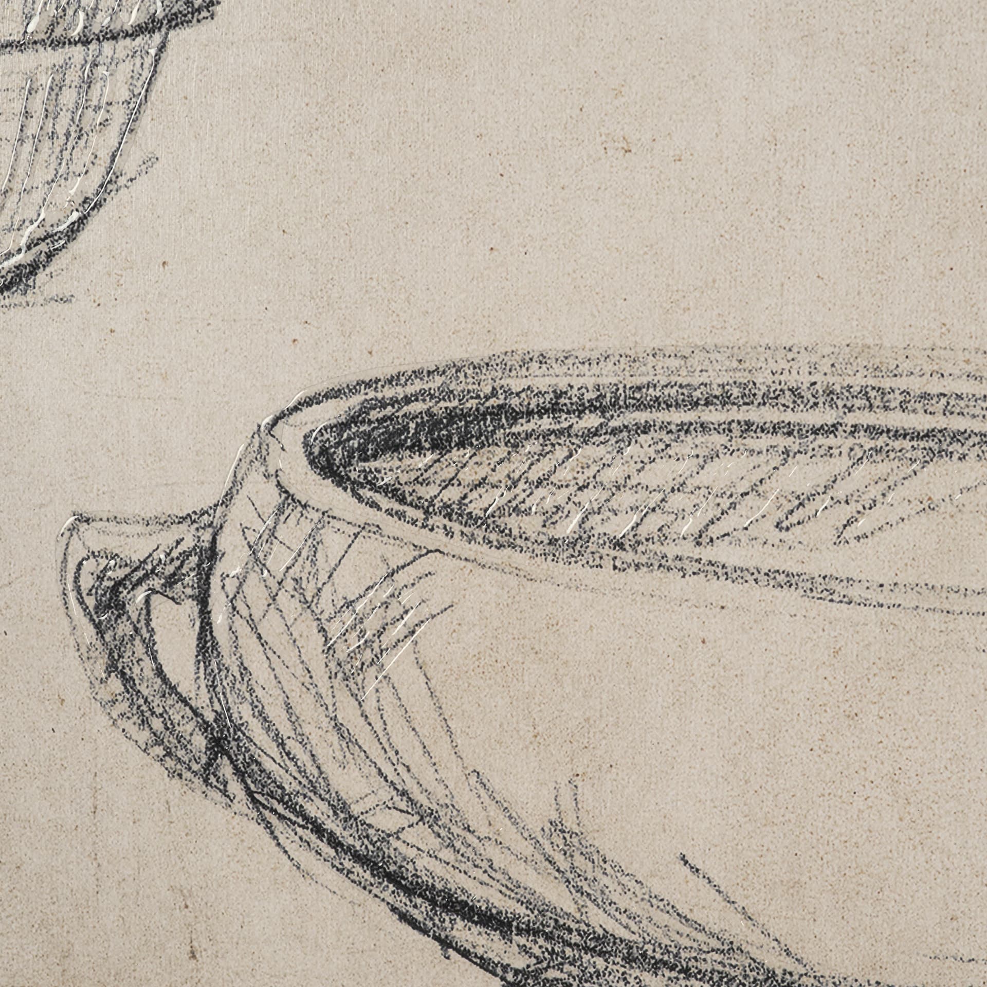 Vintage Tableware Sketch (Set of 2) by Mercana Studio Hand Embelished Textured Framed Canvas Matted — product photograph