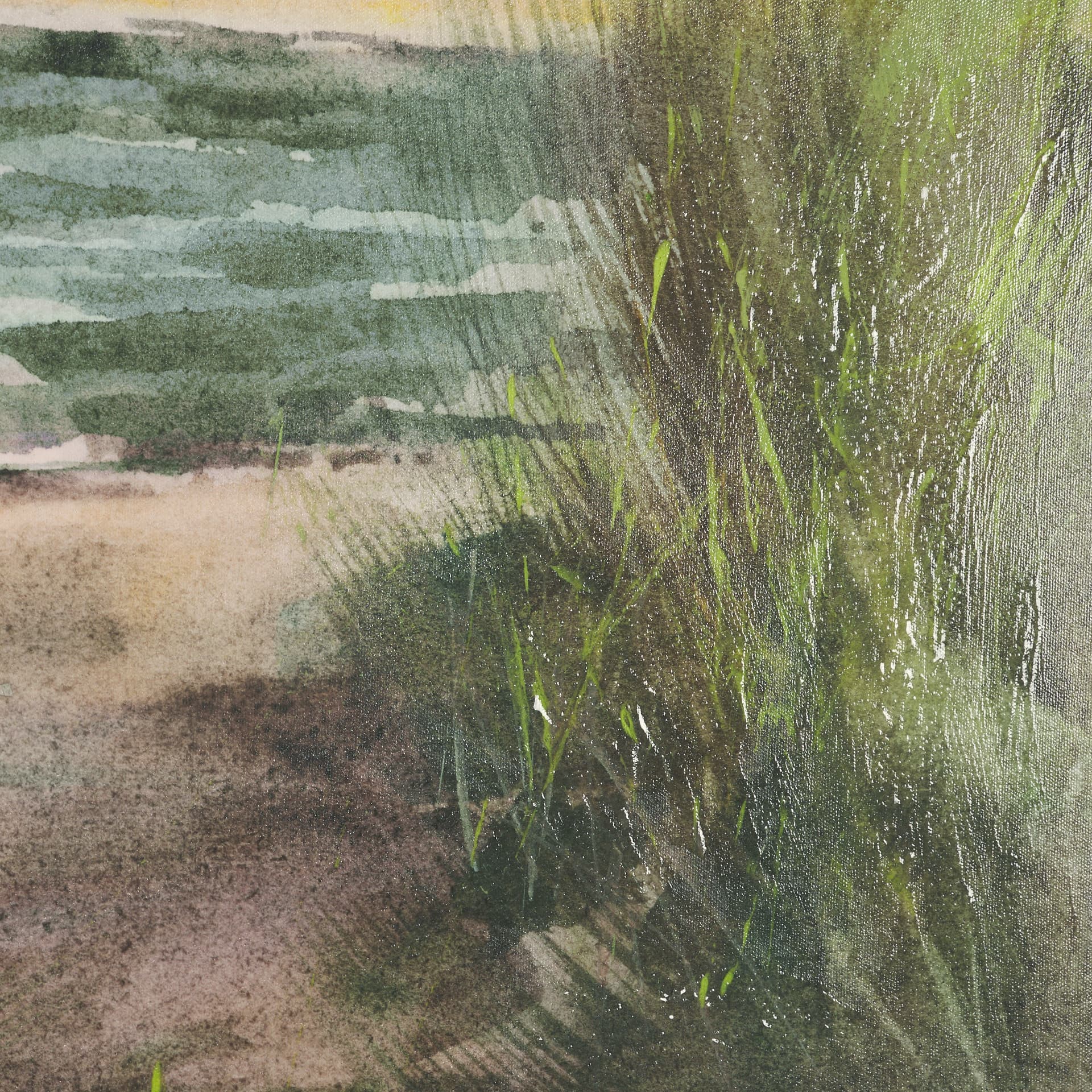Beach View II by Mercana Studio Hand-Embellished Textured Framed Canvas Artwork — product photograph