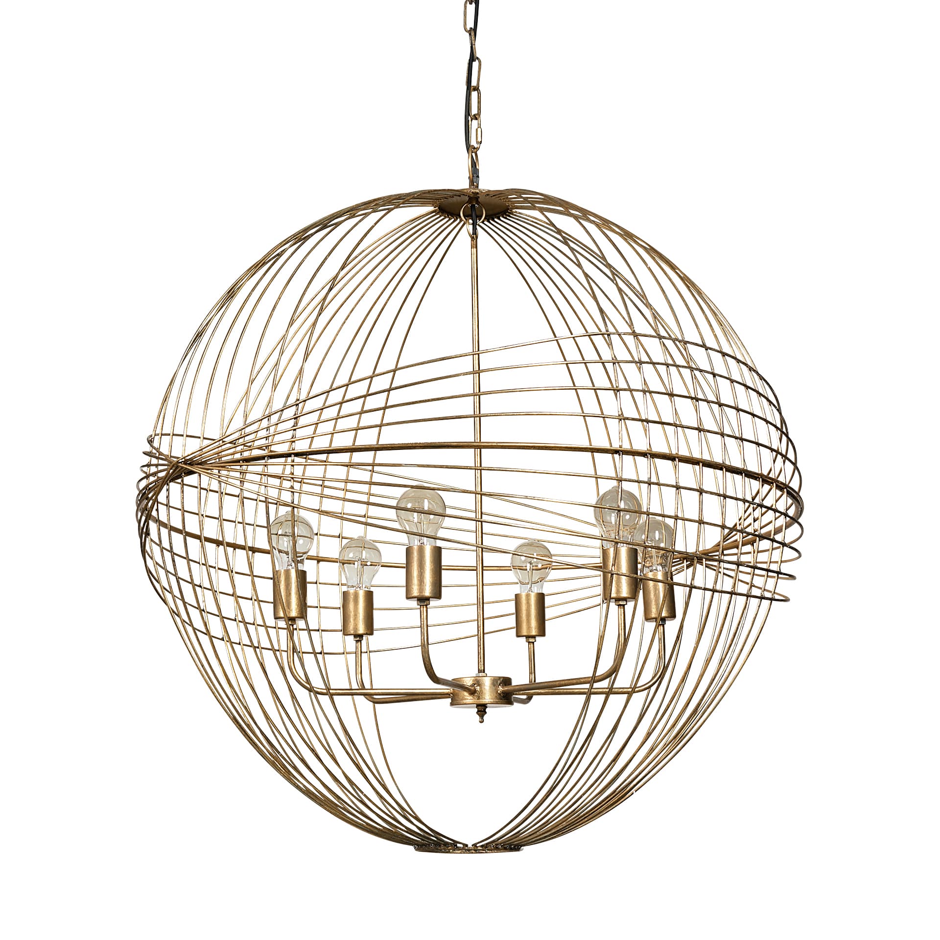 Chiron II 36L x 36W x 38H Gold Metal Globe Six Bulb Chandelier — product photograph