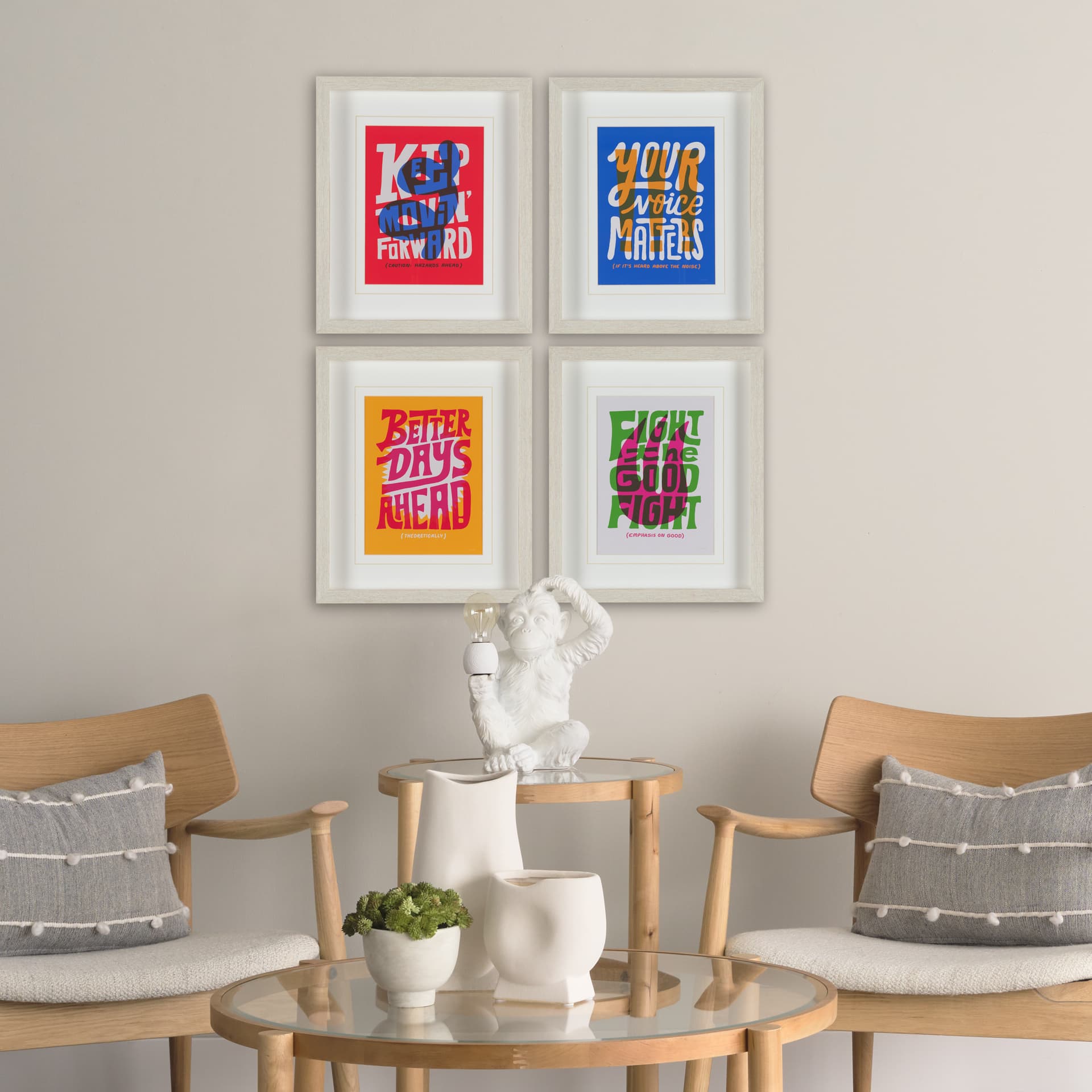 Motivation Mantra IV by Michael Mullan Framed Artwork Matted under Glass — in a styled room
