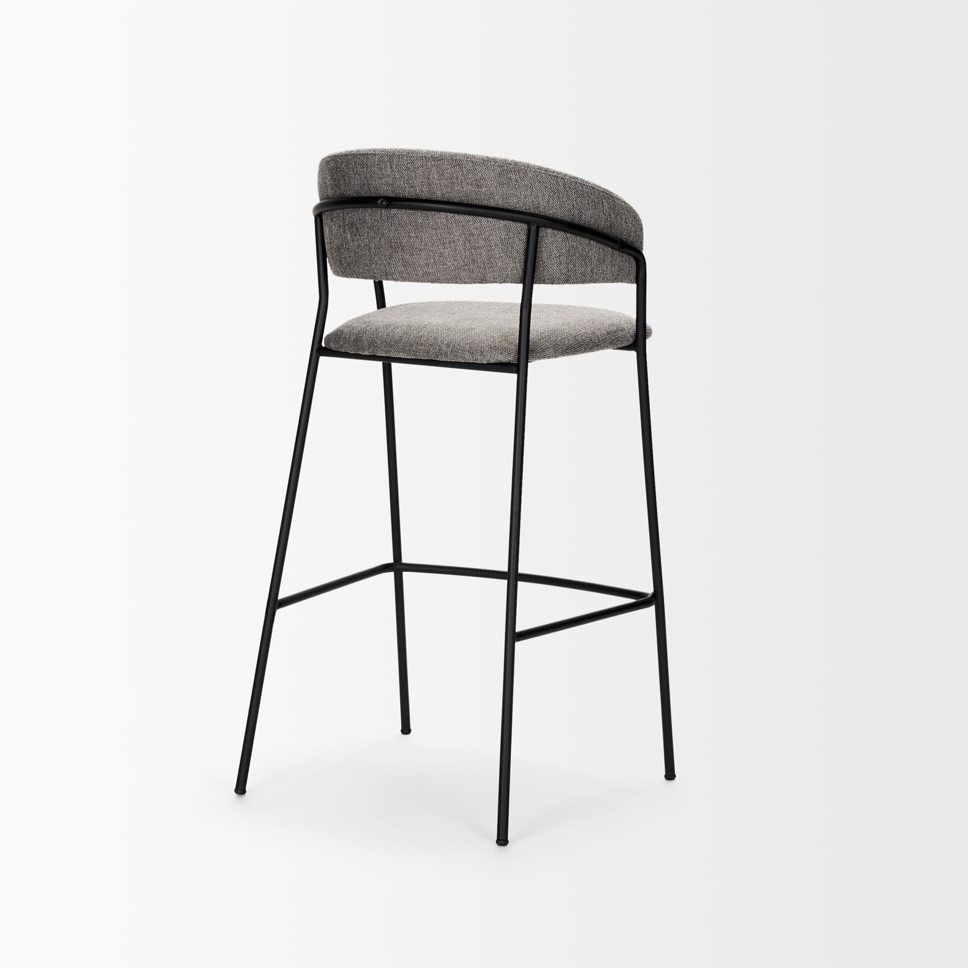 Carolyn Backless 39.8in Seat Bar Stool | Gray Fabric w/ Stool — product photograph