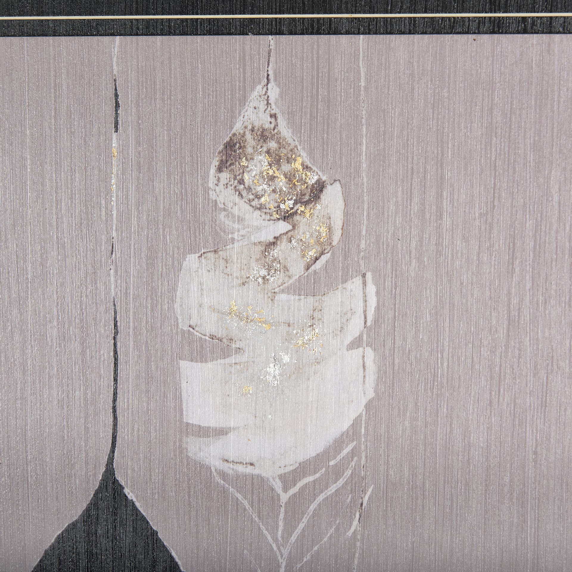 Rain of Feather Warm Gray by Mercana Studio Hand Embellished Framed Art Print Matted under Glass — product photograph