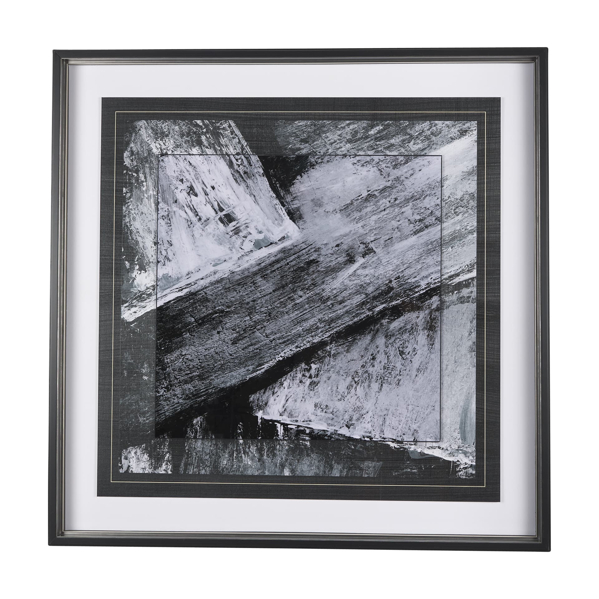 Black Composition I by Mercana Studio Hand Embellished Textured Framed Art Print Matted under Glass — product photograph