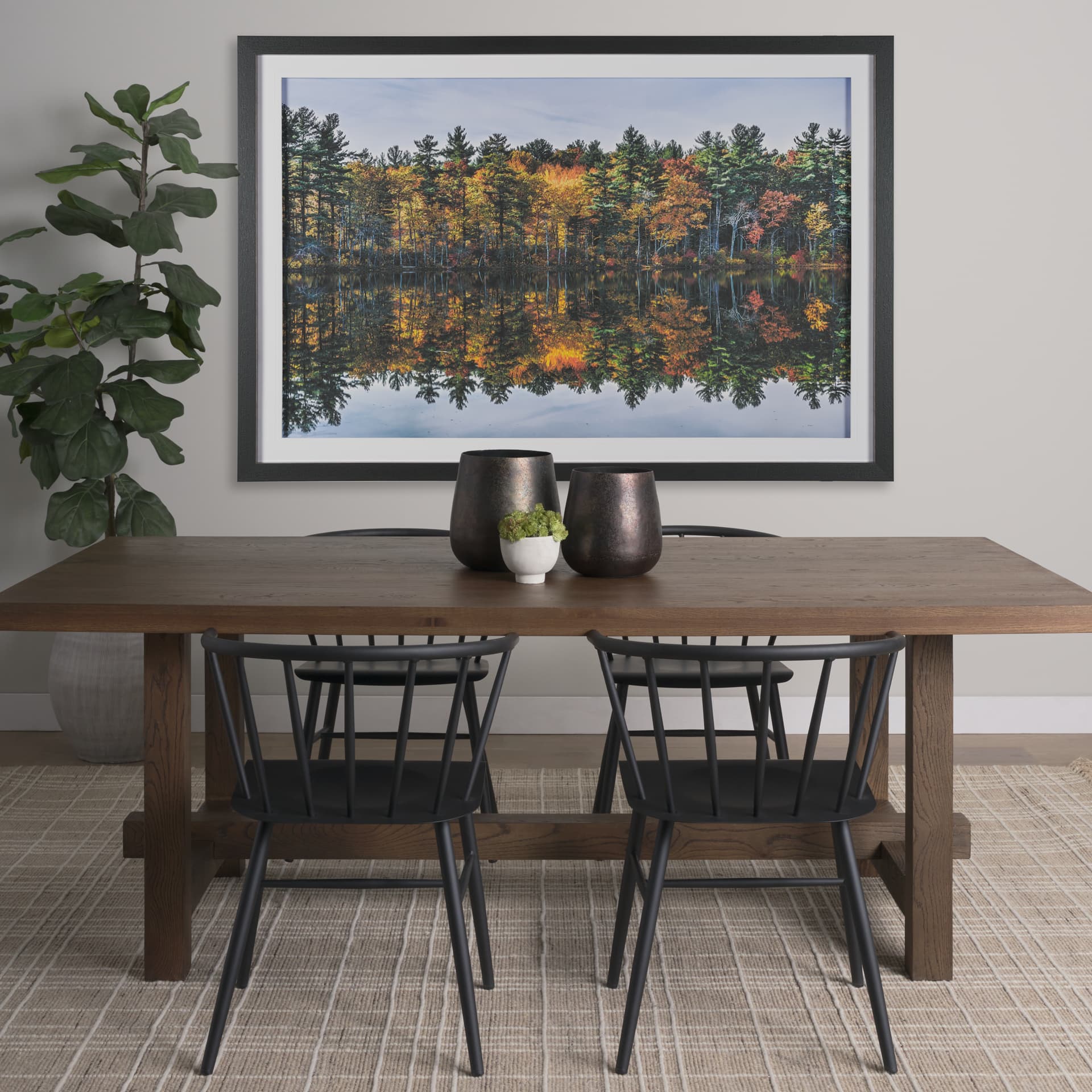 Fall Reflections by Dimitry Papkov Framed Art Print Matted under Glass — in a styled room