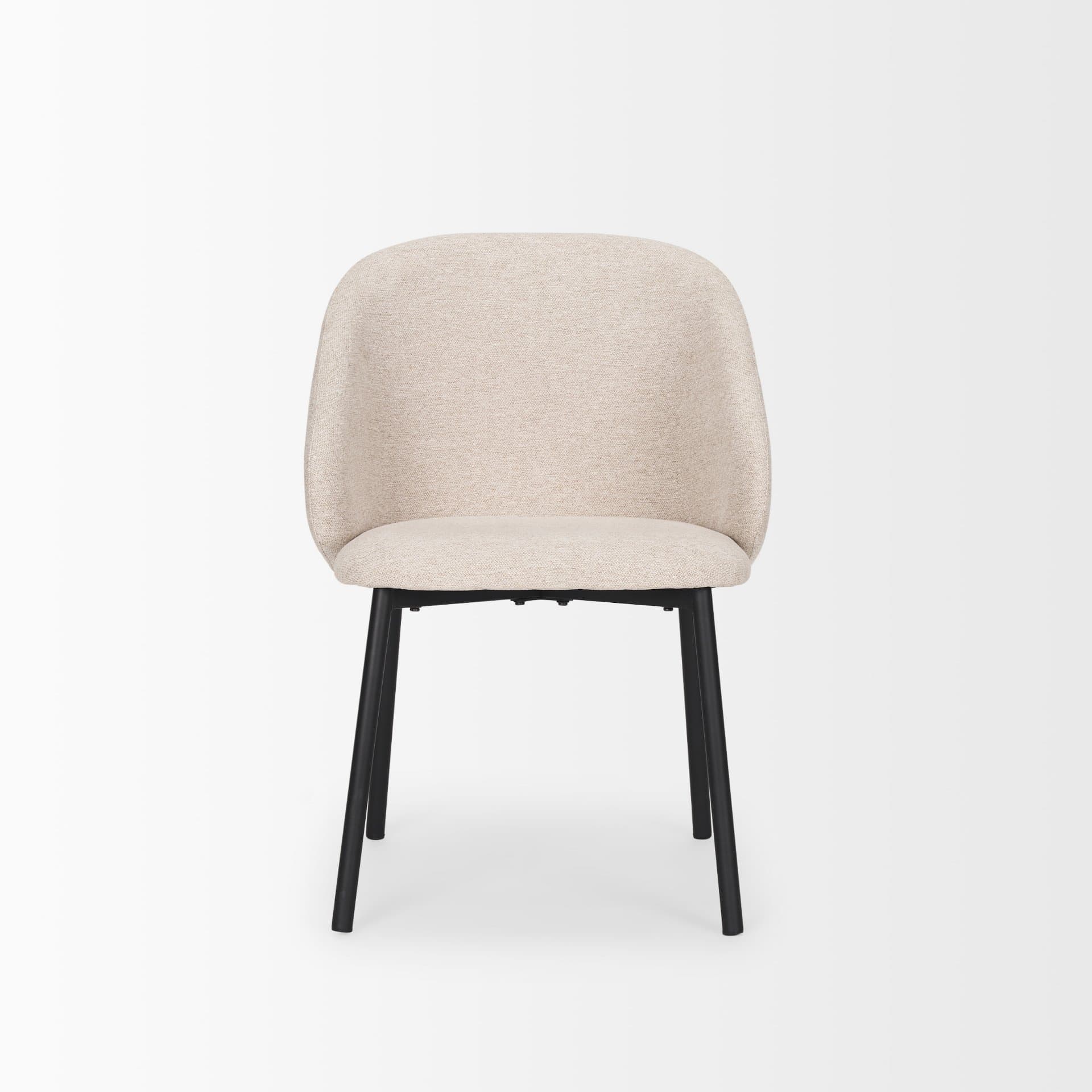 Shannon Contoured Back Dining Side Chair | Oatmeal Fabric w/ Metal — product photograph