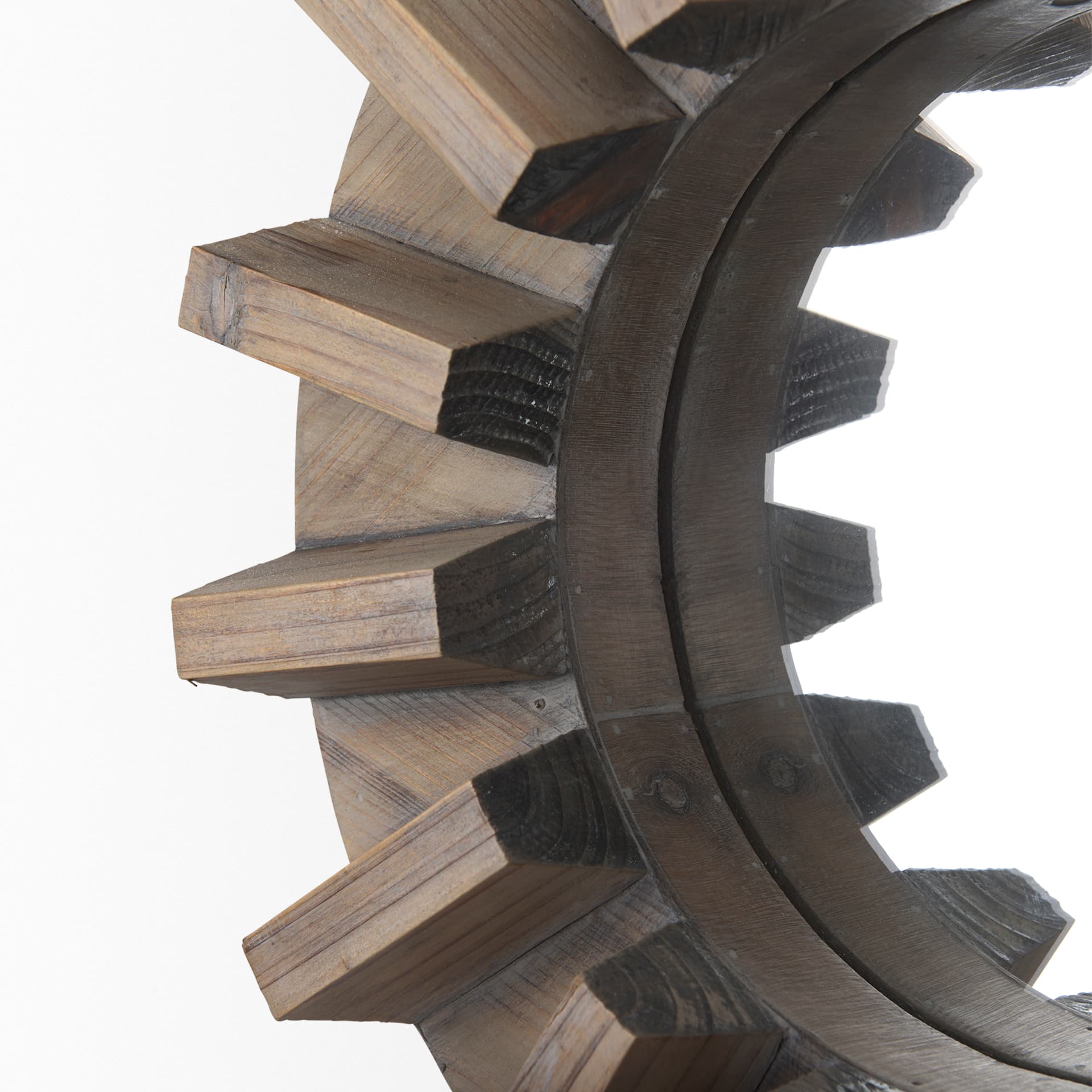 Sprocket 17" Round Brown Wood Frame Mirror — product photograph