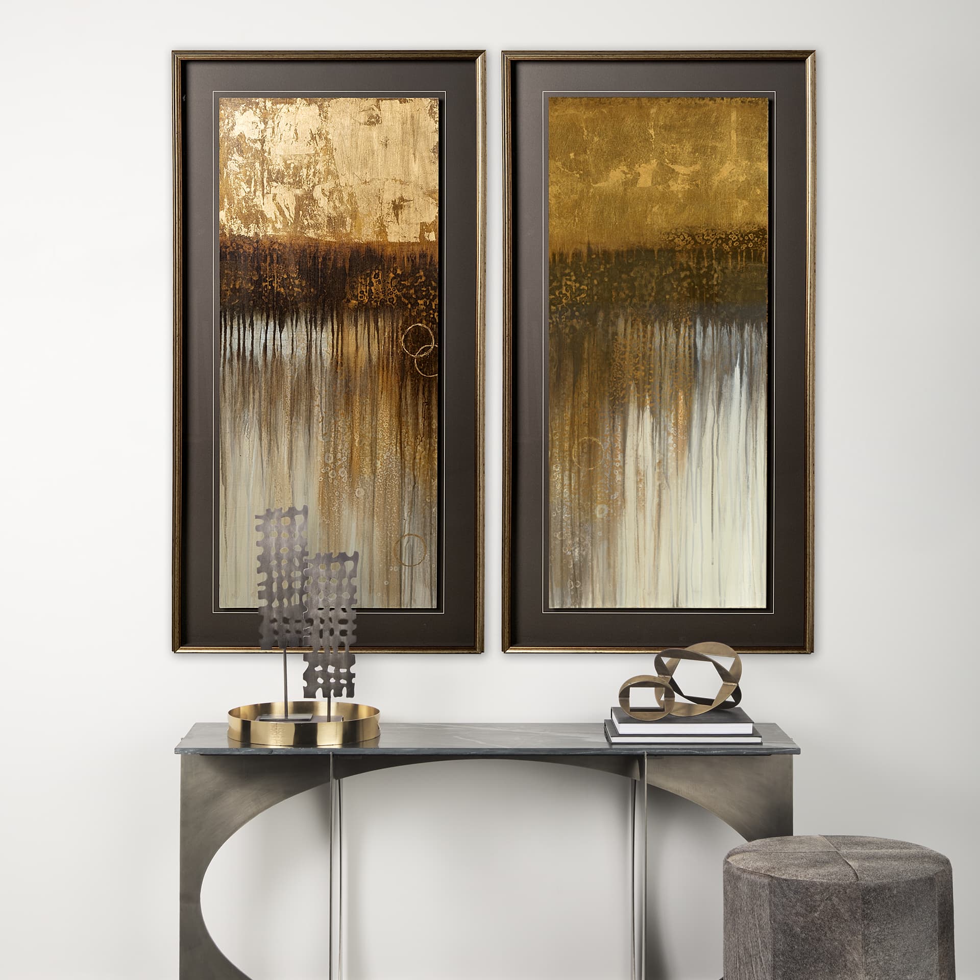 Classic cool 2 by Liz Jardine a Hand Embellished Textured Framed Art Print Matted under Glass — in a styled room