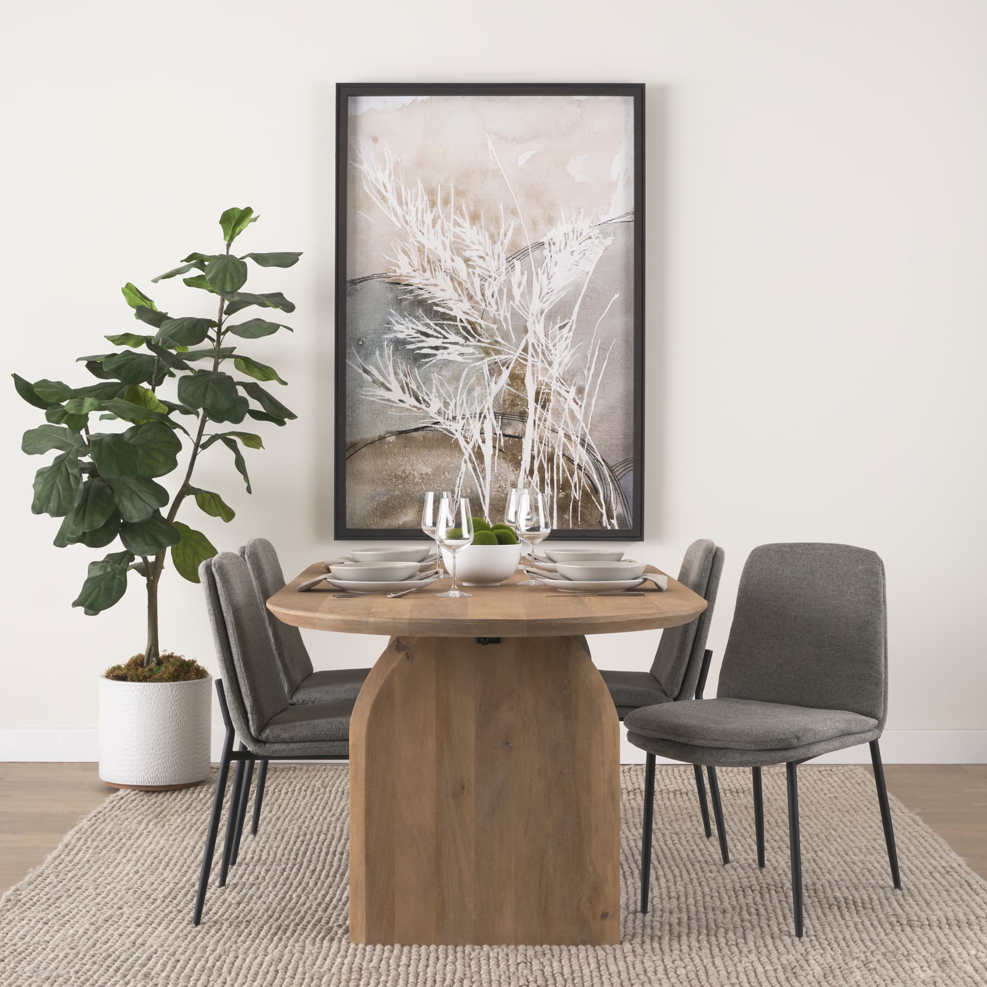 Eve Curved Back Dining Side Chair | Gray Fabric w/ Black Metal — product photograph