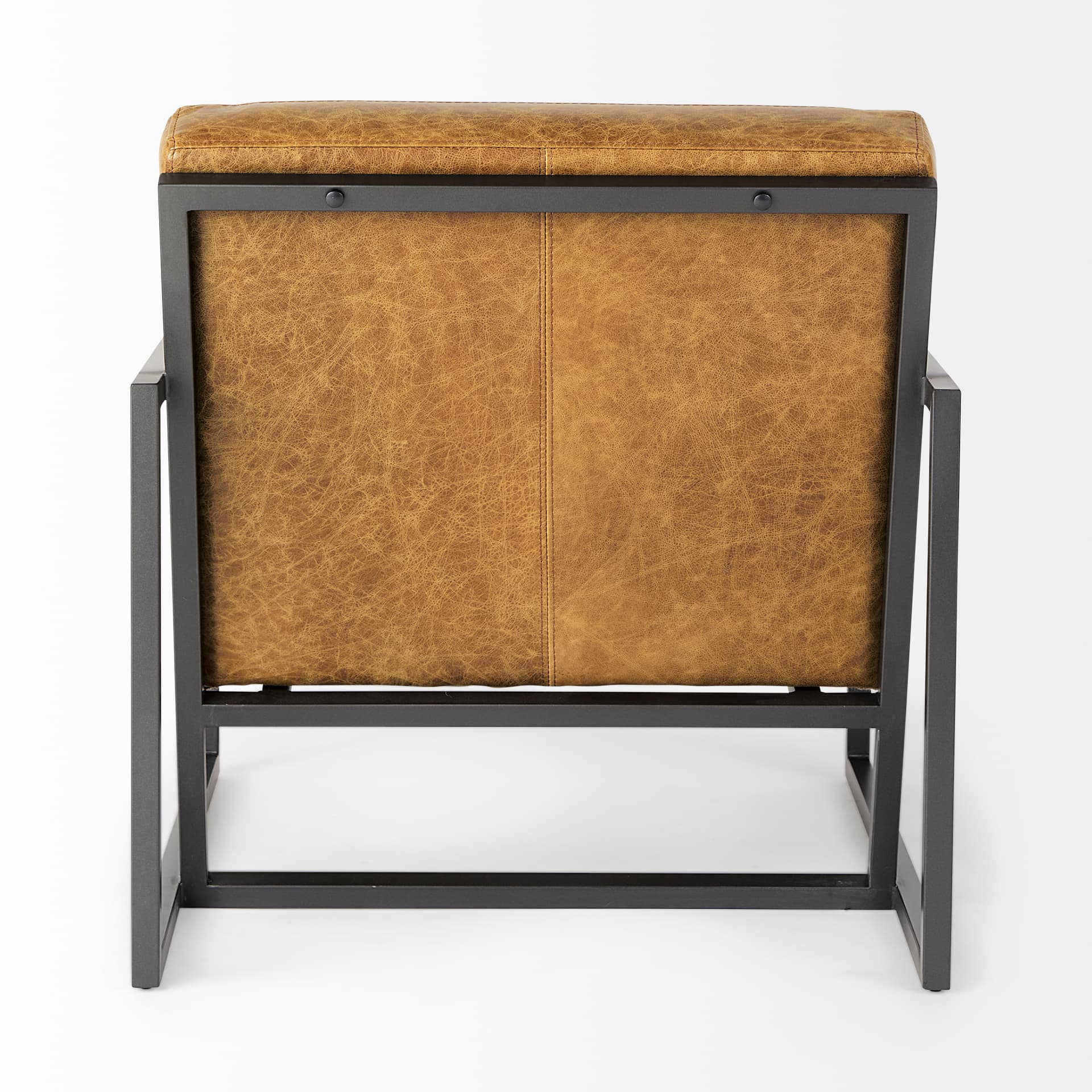 Armelle II Brown Leather Seat w/Gray Metal Frame Accent Chair — product photograph