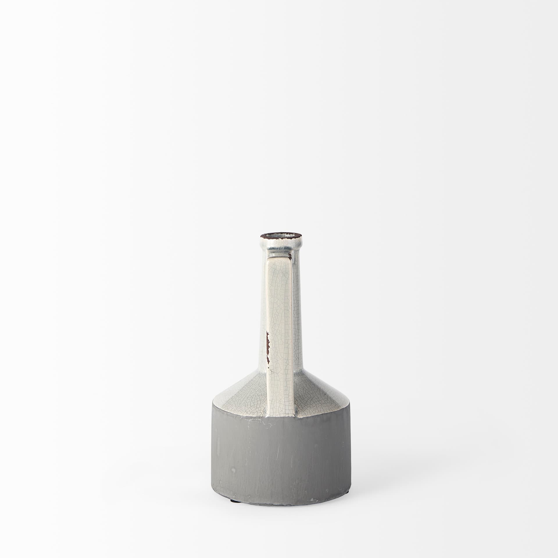 Burton 10.2H Small Two Tone Gray Ceramic Jug Vase — product photograph