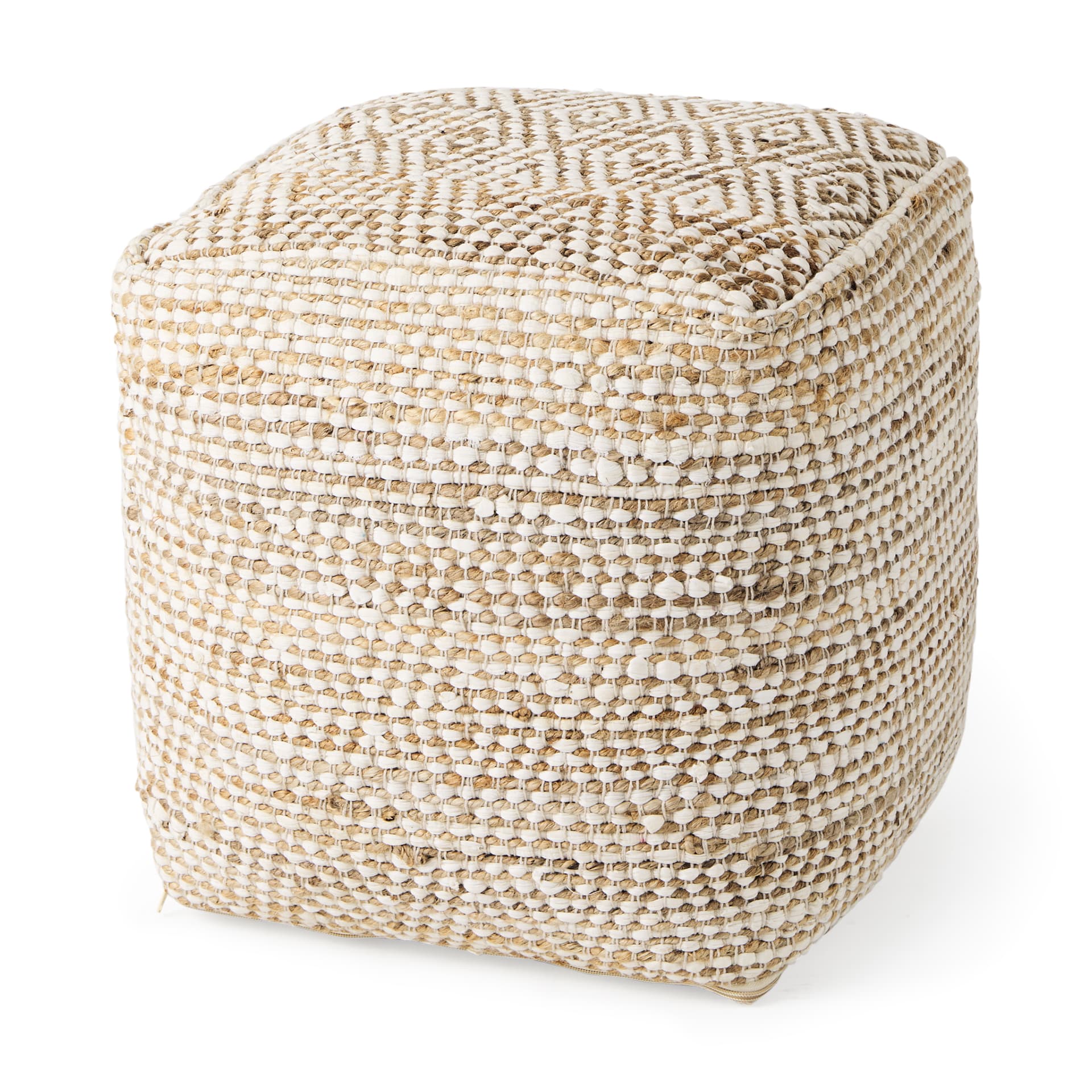 Ekani 16.0L x 16.0W x 16.0H Cream/Beige Cotton Pouf — product photograph