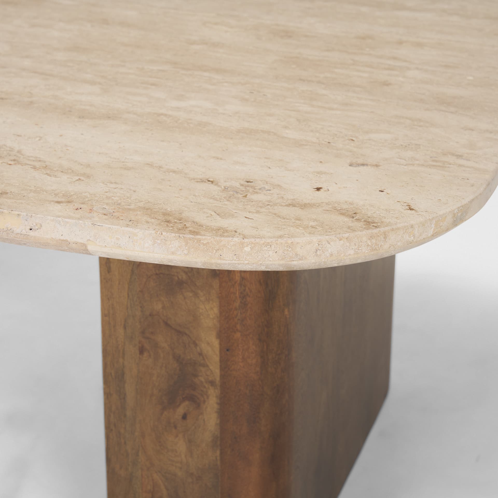Symona Travertine and Mango Wood Rectangle Coffee Table — product photograph
