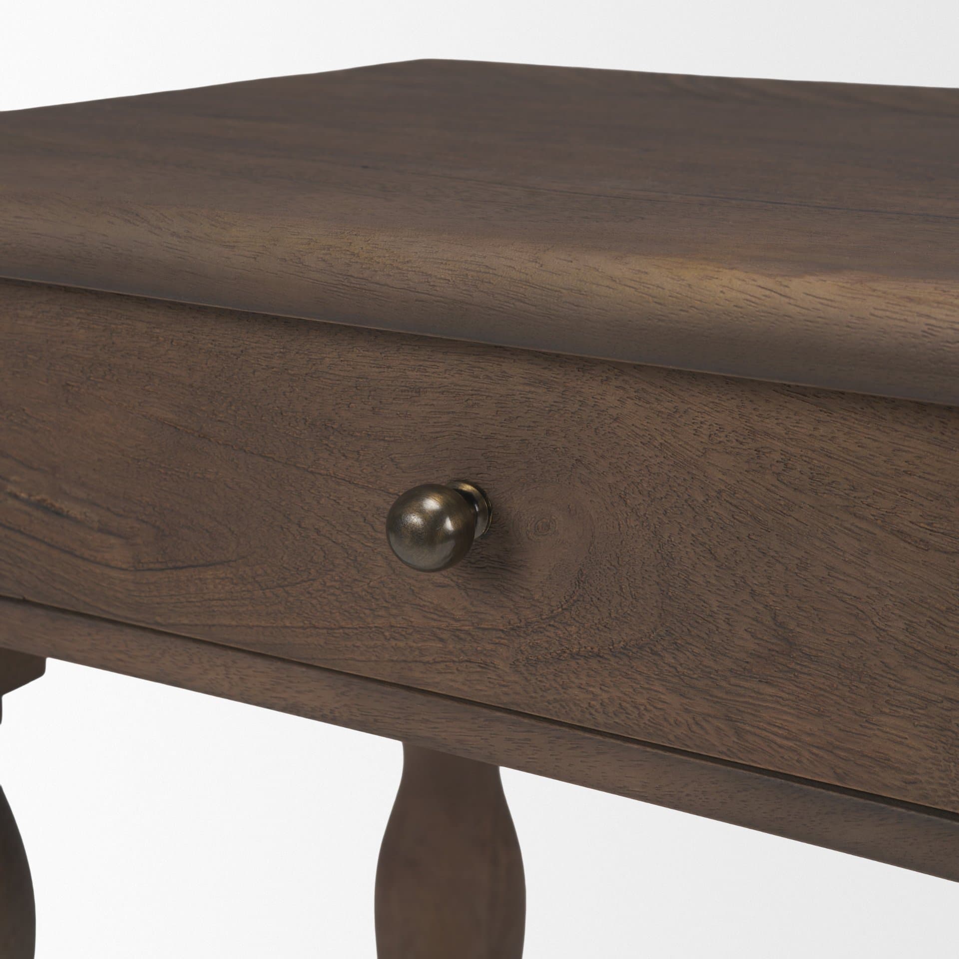 Angeline Spool Turned End Table | Dark Brown Wood | 1 Drawer — product photograph