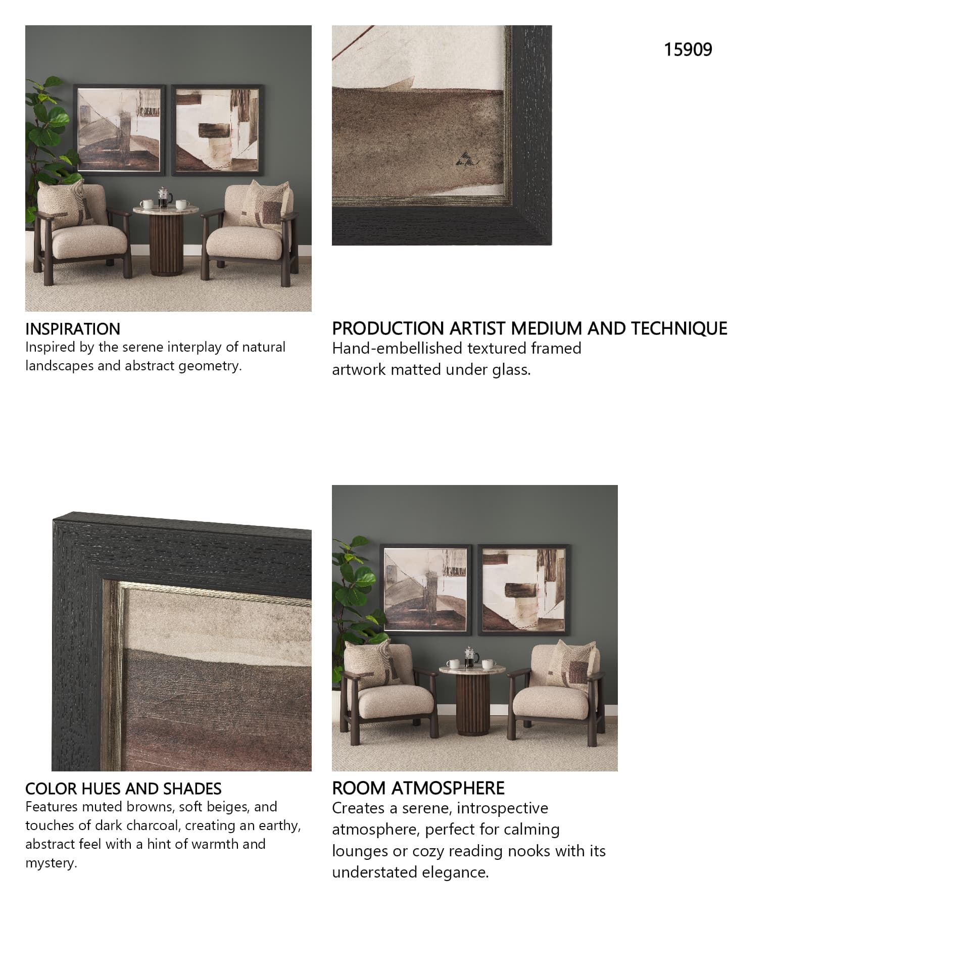 Quiet Constructs I by Mercana Studio Hand Embelished Textured Framed Artwork Matted — in a styled room