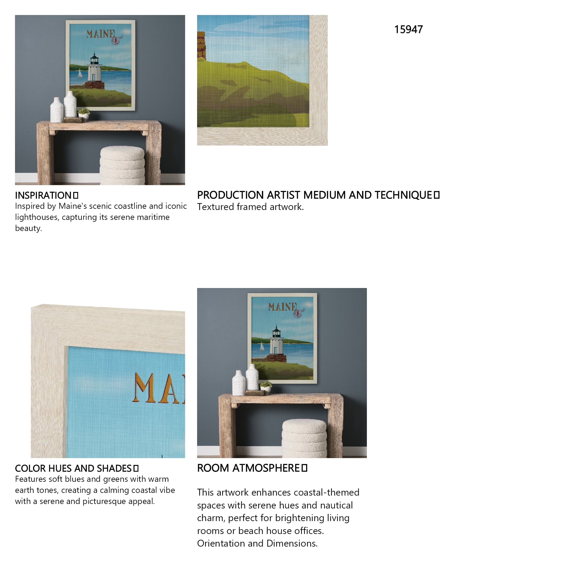 Maine GO (L) by Mercana Studio Textured Framed Artwork Matted — in a styled room
