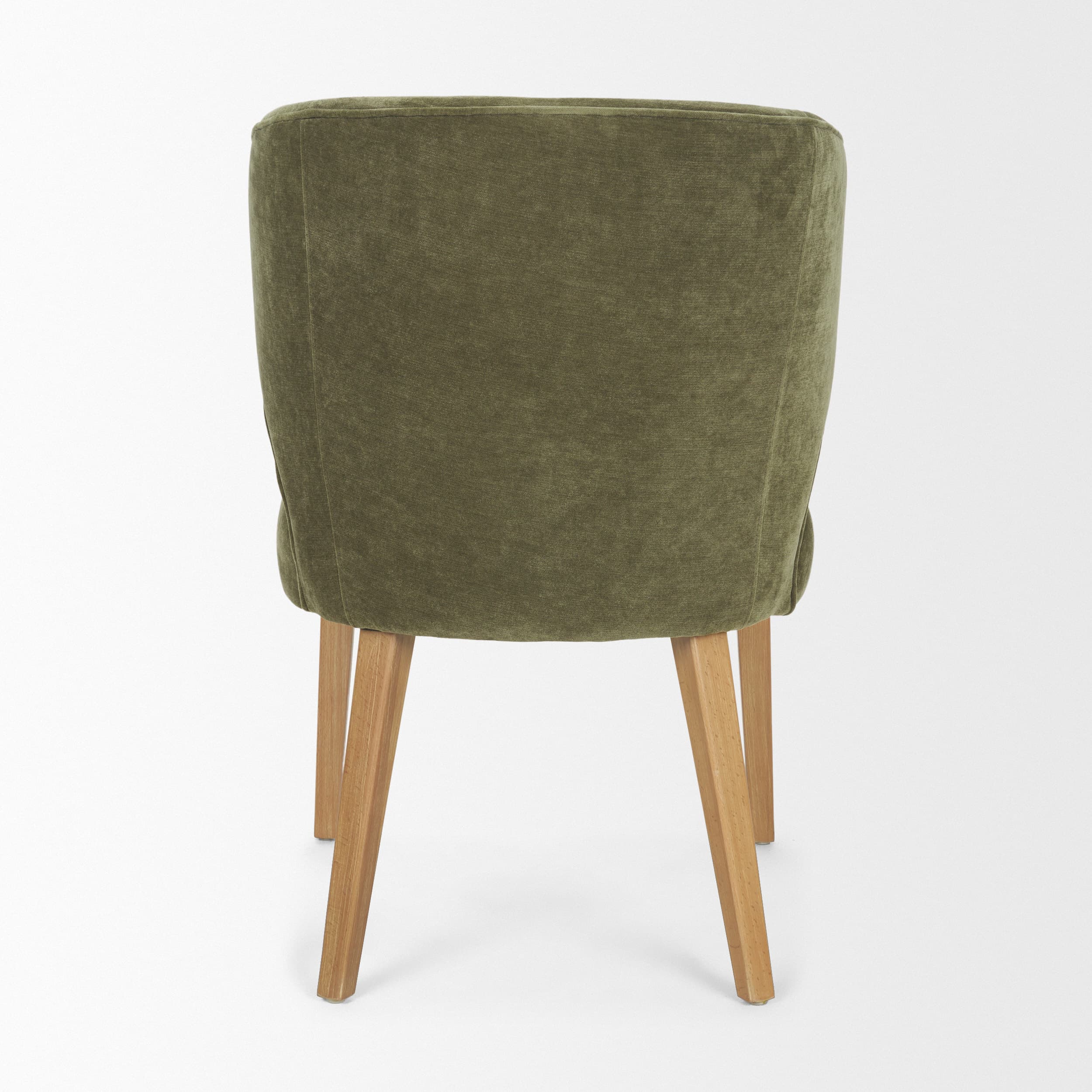 Niles Wingback Dining Side Chair | Moss Olive Fabric w/ Wooden — product photograph