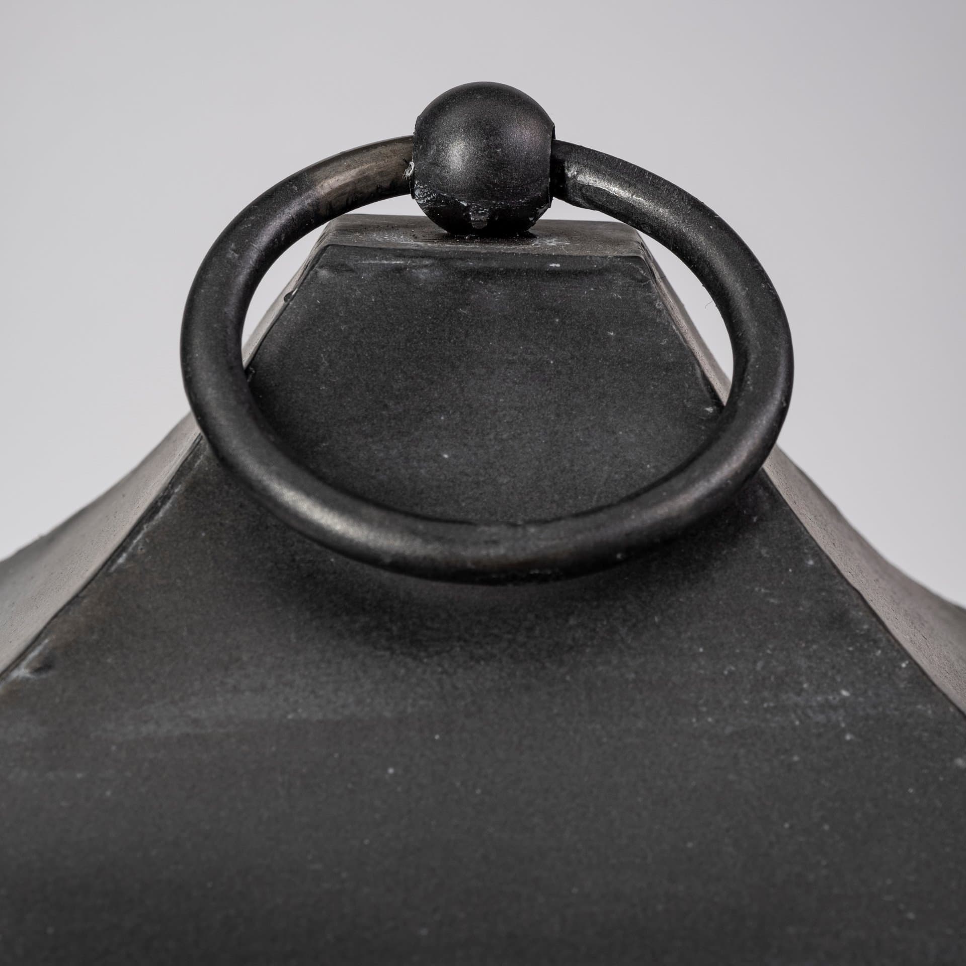 Ina Tall Charcoal Metal Candle Holder Lantern — product photograph