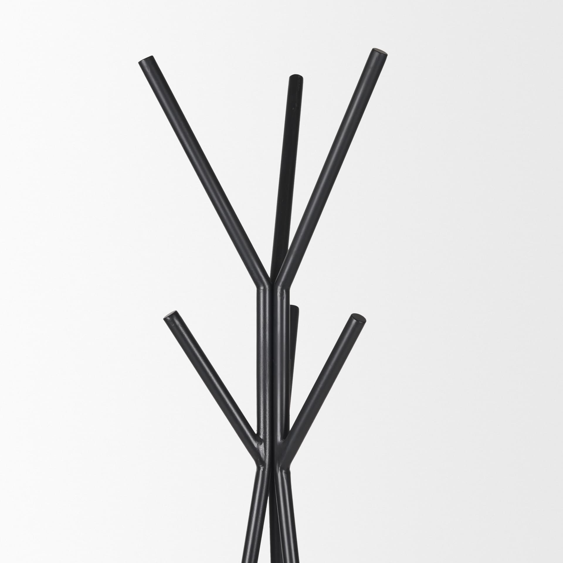 Everett Matte Black Metal w/ Two Wood Shelves Coat Rack — product photograph