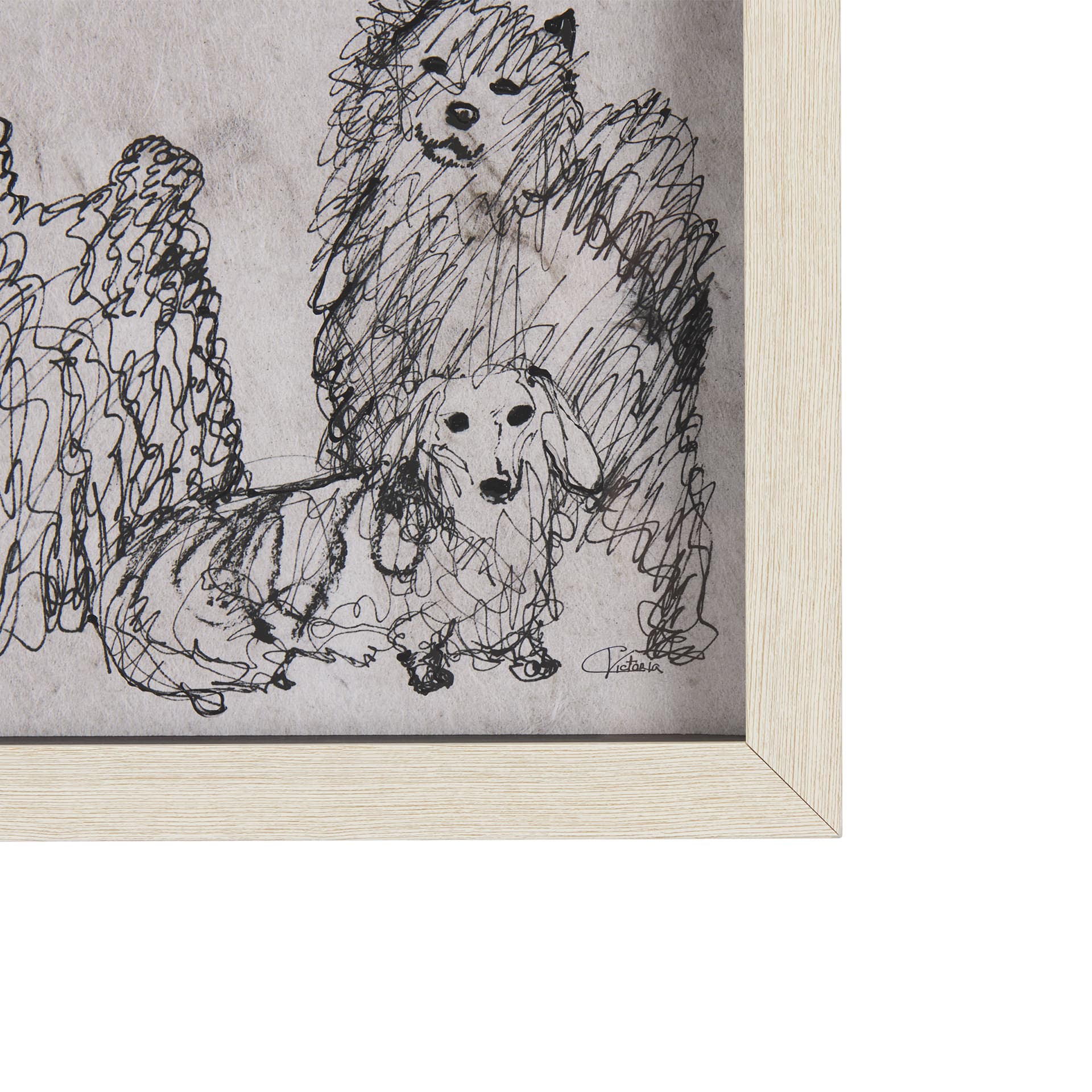 Three Buddies by Mercana Studio a Hand Embellished Textured Framed Art Print Matted under Glass — product photograph