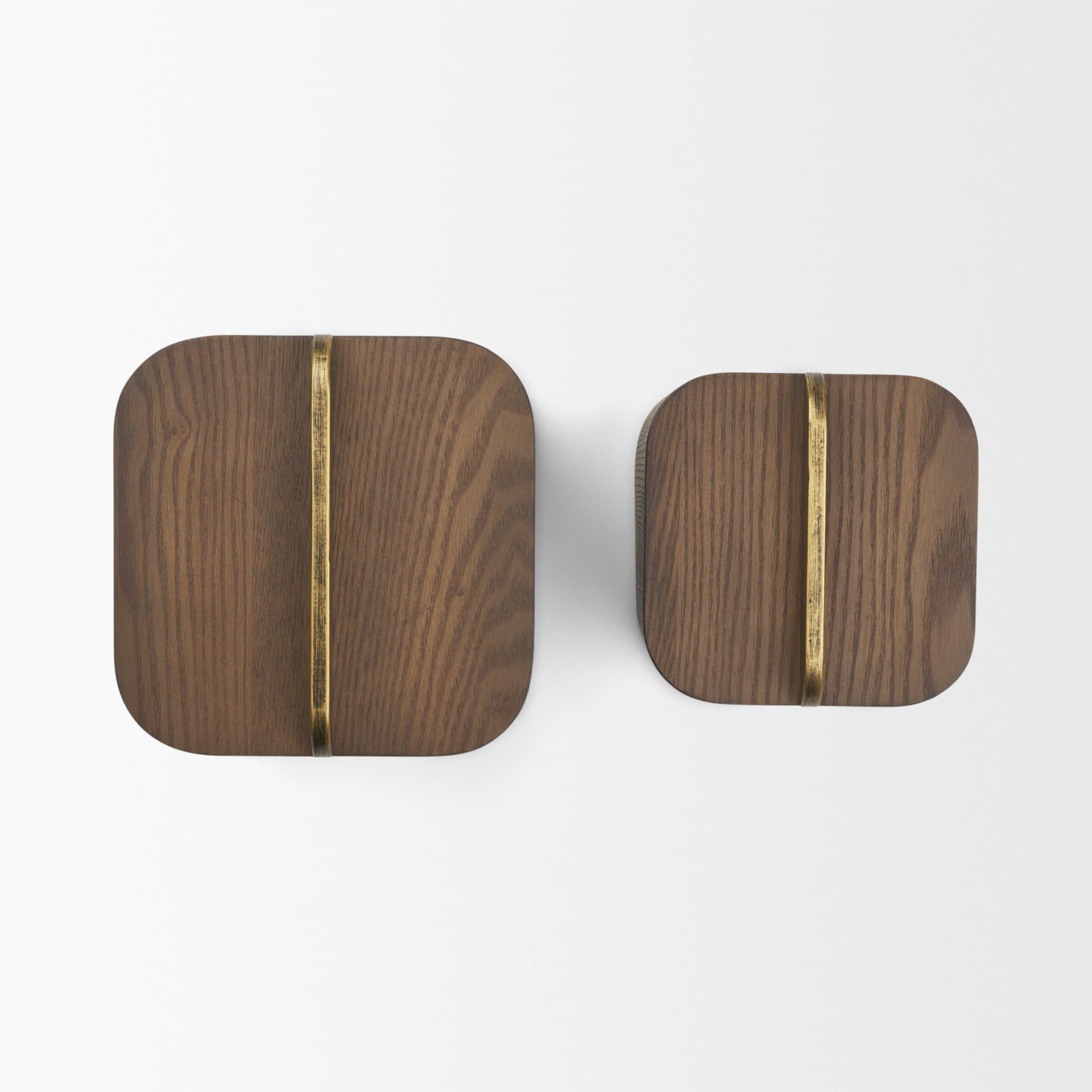 Benton Brown Wood w/ Brass Handle Decorative Box Set — product photograph