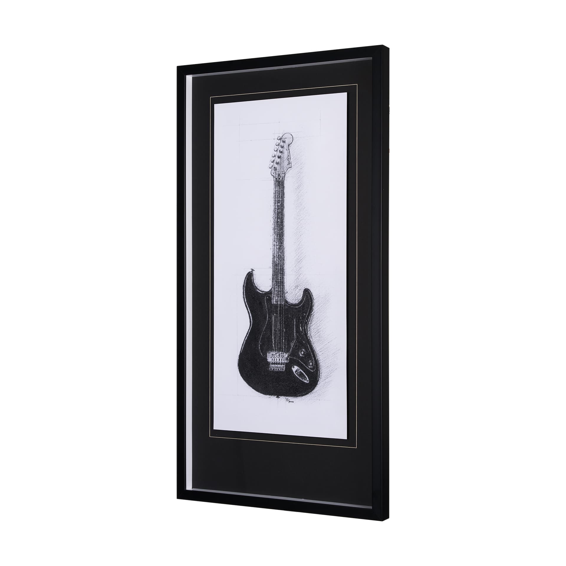 Guitar I by Mercana Studio a Hand Embellished Textured Framed Art Print Matted under Glass — product photograph