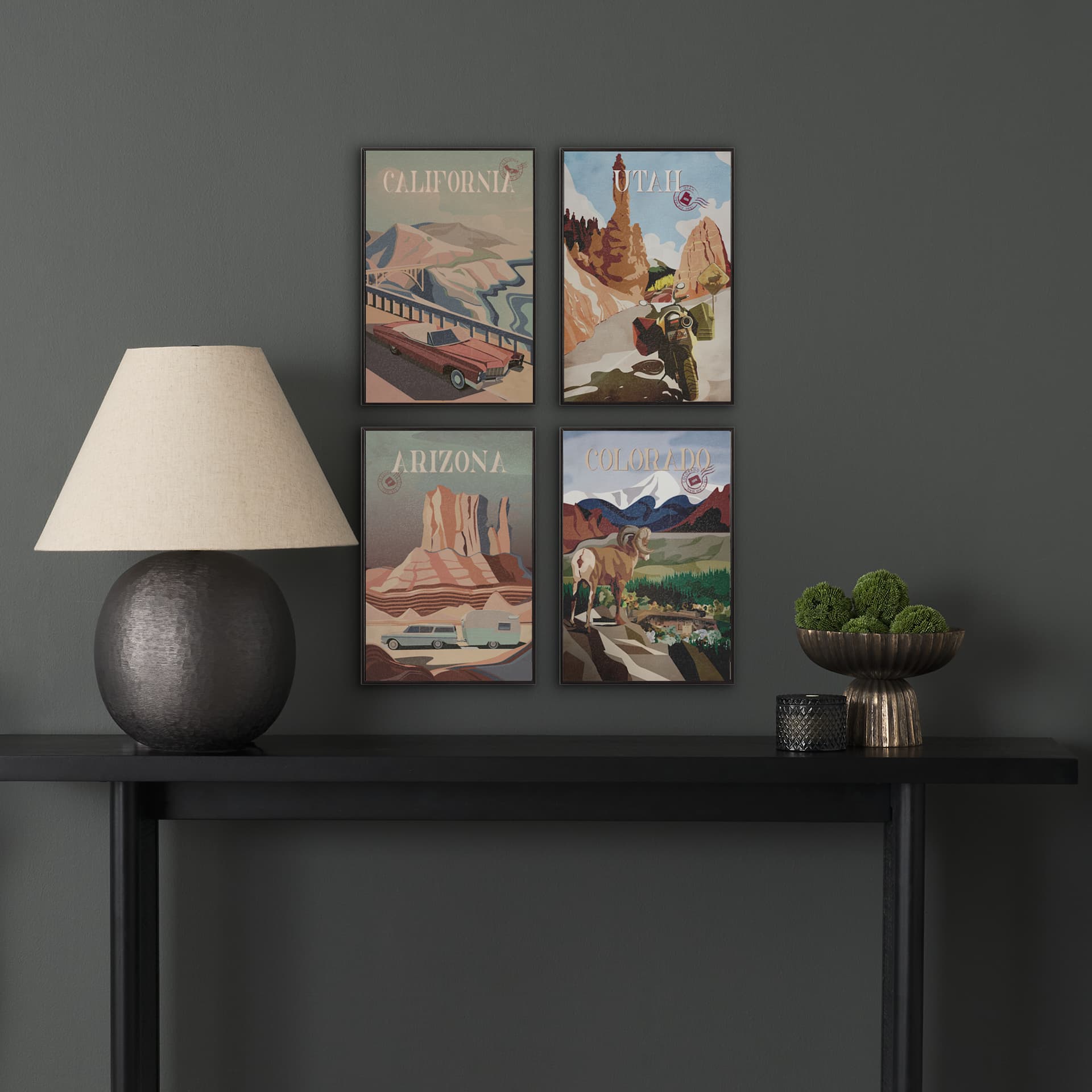 Arizona Go USA (SM) by Mercana Studio a Hand Embellished Decograph Framed Art Print — in a styled room