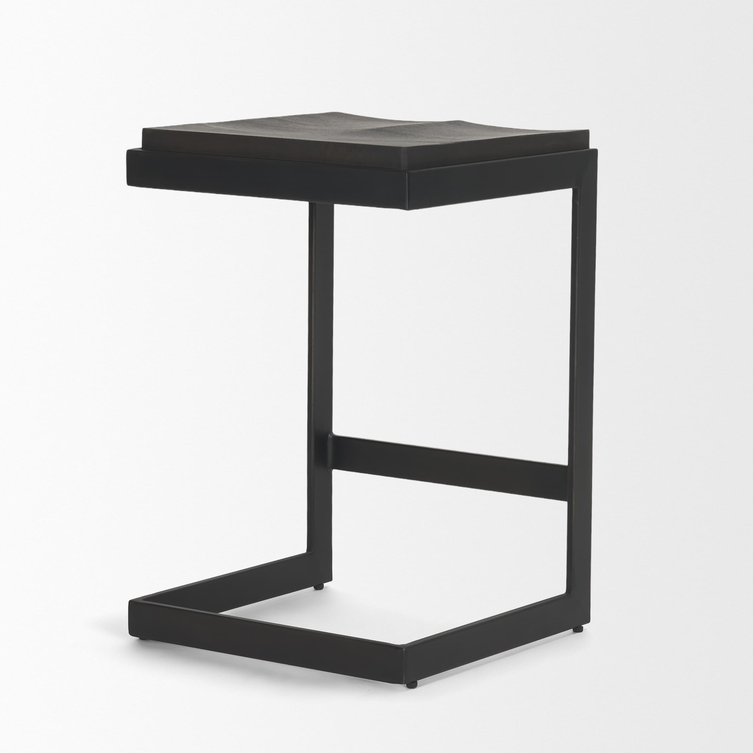 Kiran Backless 26in Seat Counter Stool | Black Wood w/ Black Metal — product photograph