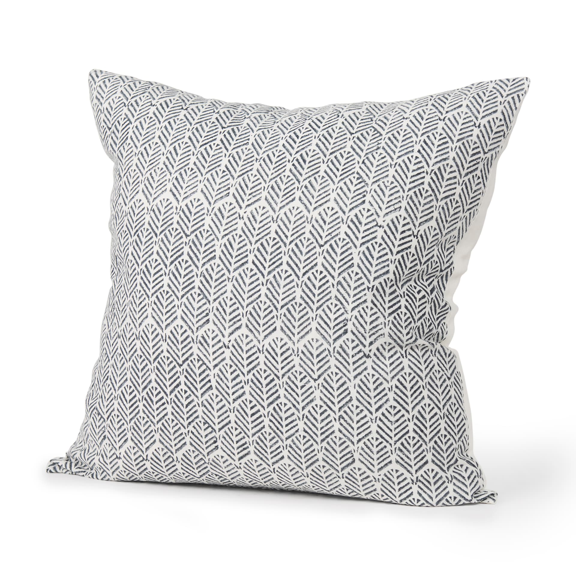 Jennelle 22x22 Cream w/ Indigo Print Linen Square Pillow Cover — product photograph