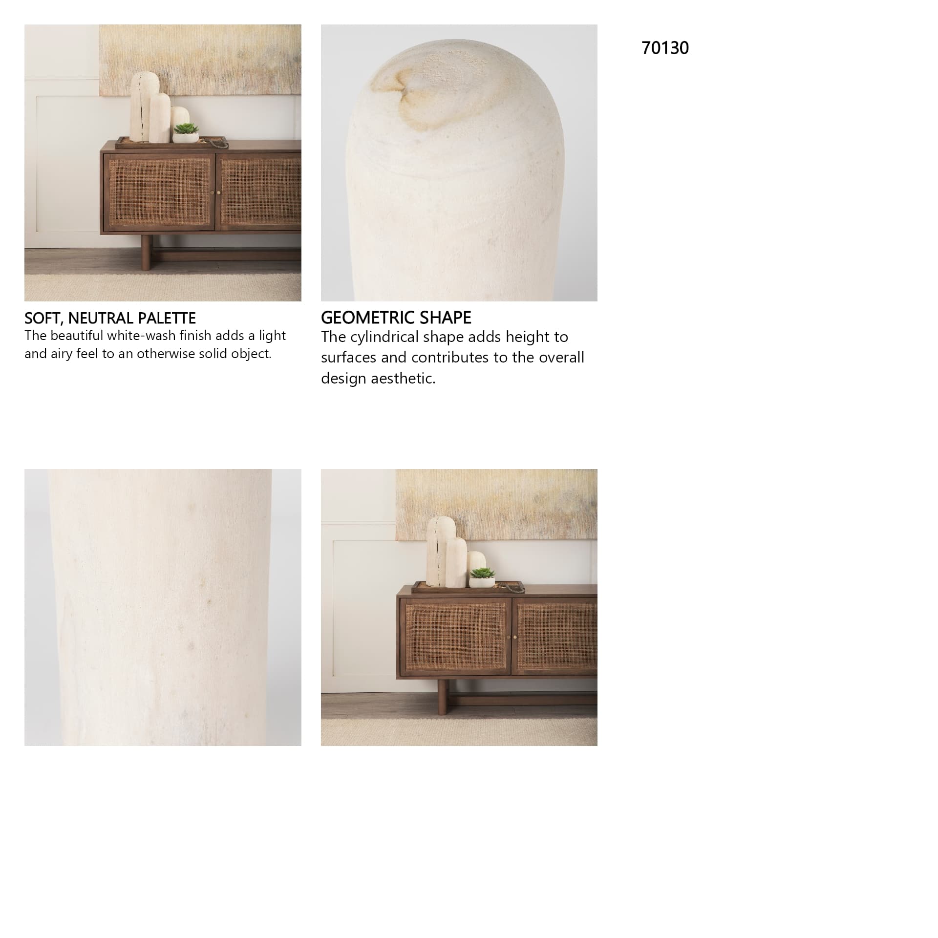 Knox Medium White-Wash Wood Decorative Object — in a styled room