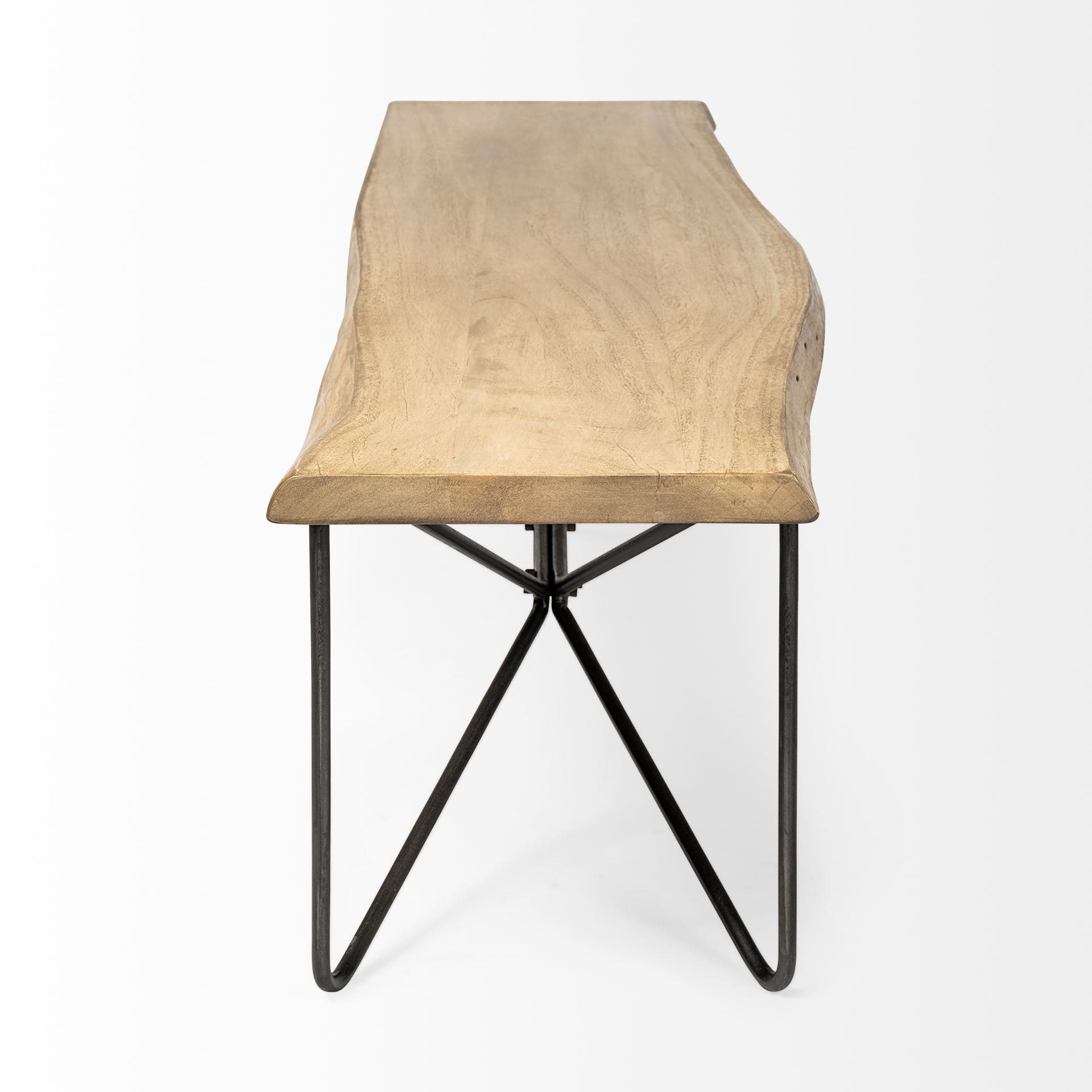 Papillion III 66L x 16W Blonde Wood And Iron Dining Bench — product photograph