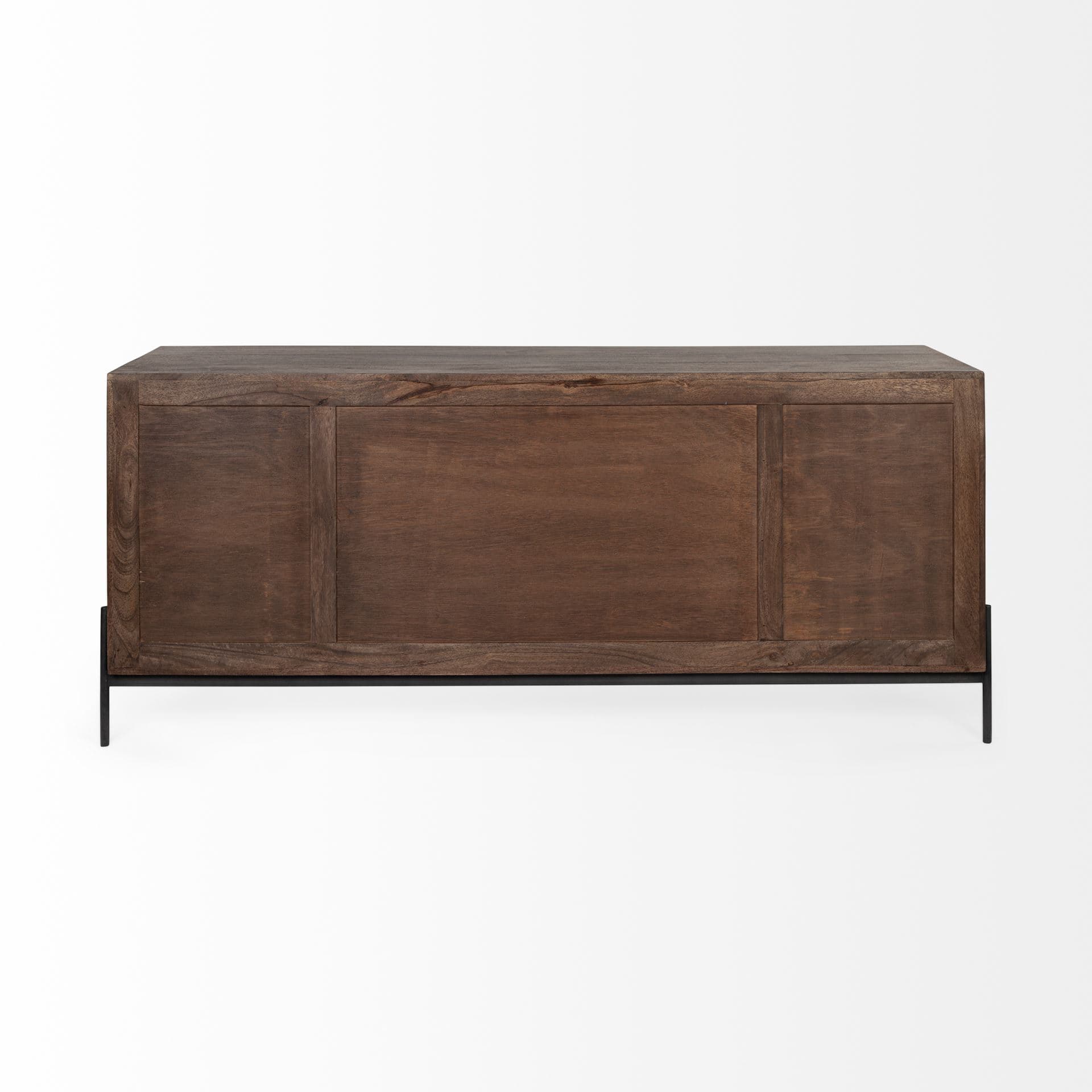 Glenn VI 71.5x18 Dark Brown Wood Frame w/ Black Iron Accent, 6 Drawer, 2 Door Cabinet Sideboard — product photograph