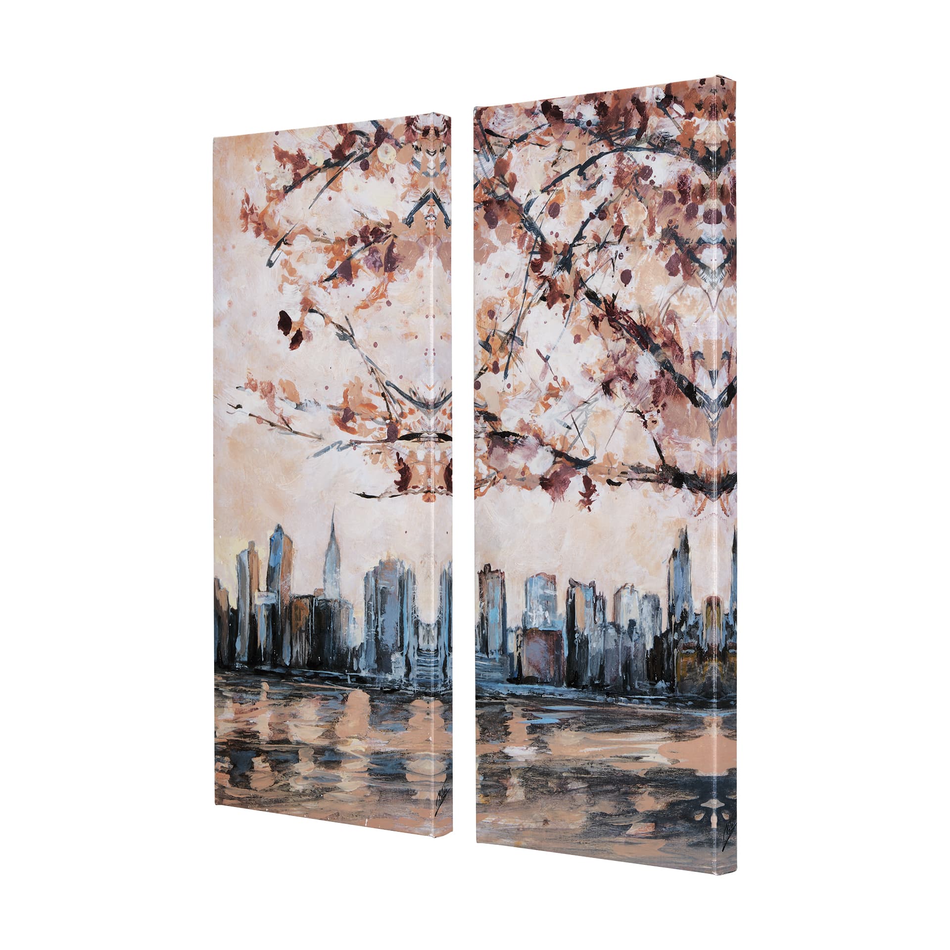 City sunset(L) by Mercana Studio a Hand Embellished Textured Canvas — product photograph