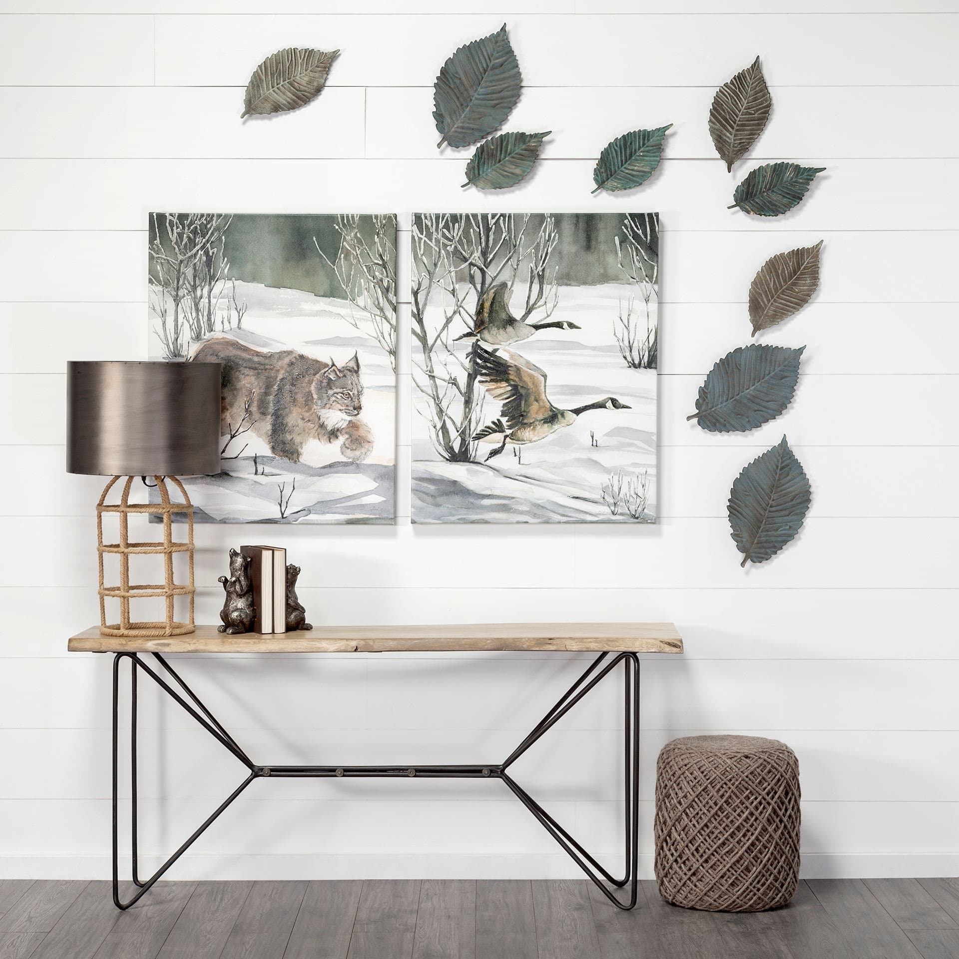 Brattea 12H Small Metal Leaf Wall Art — in a styled room
