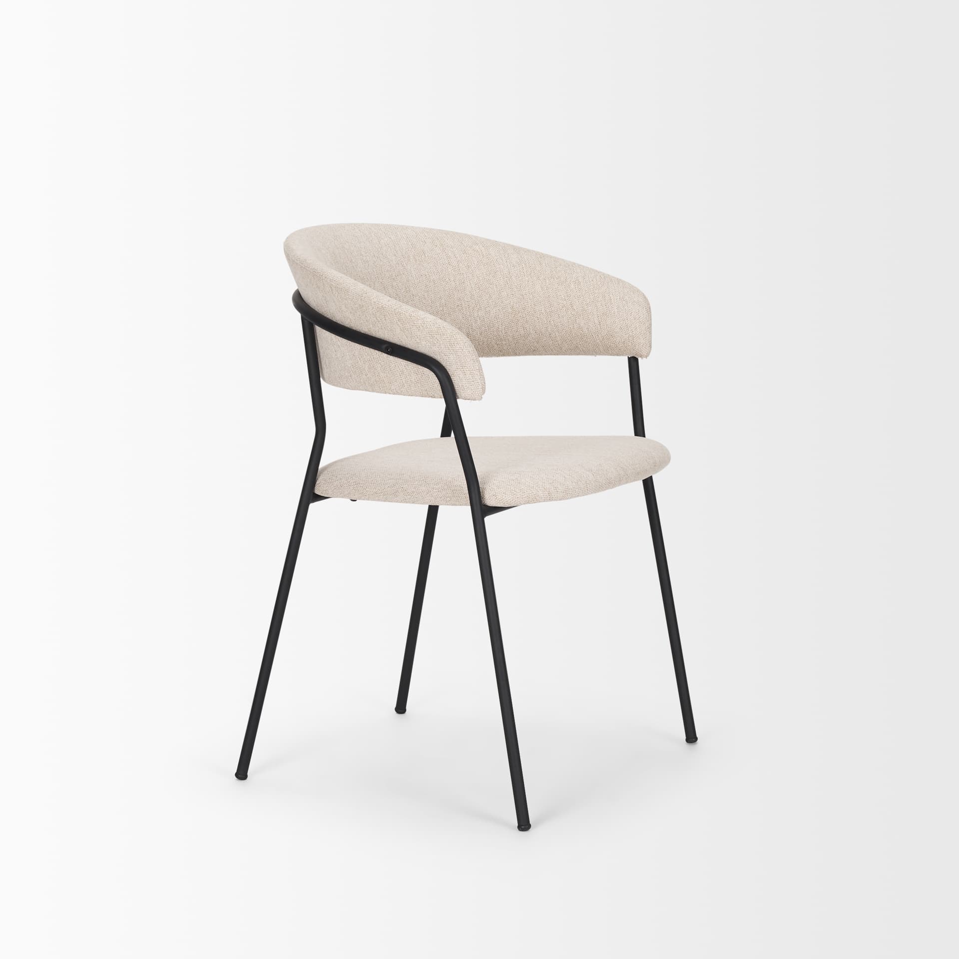 Carolyn Contoured Back Dining Side Chair | Oatmeal Fabric w/ Metal — product photograph