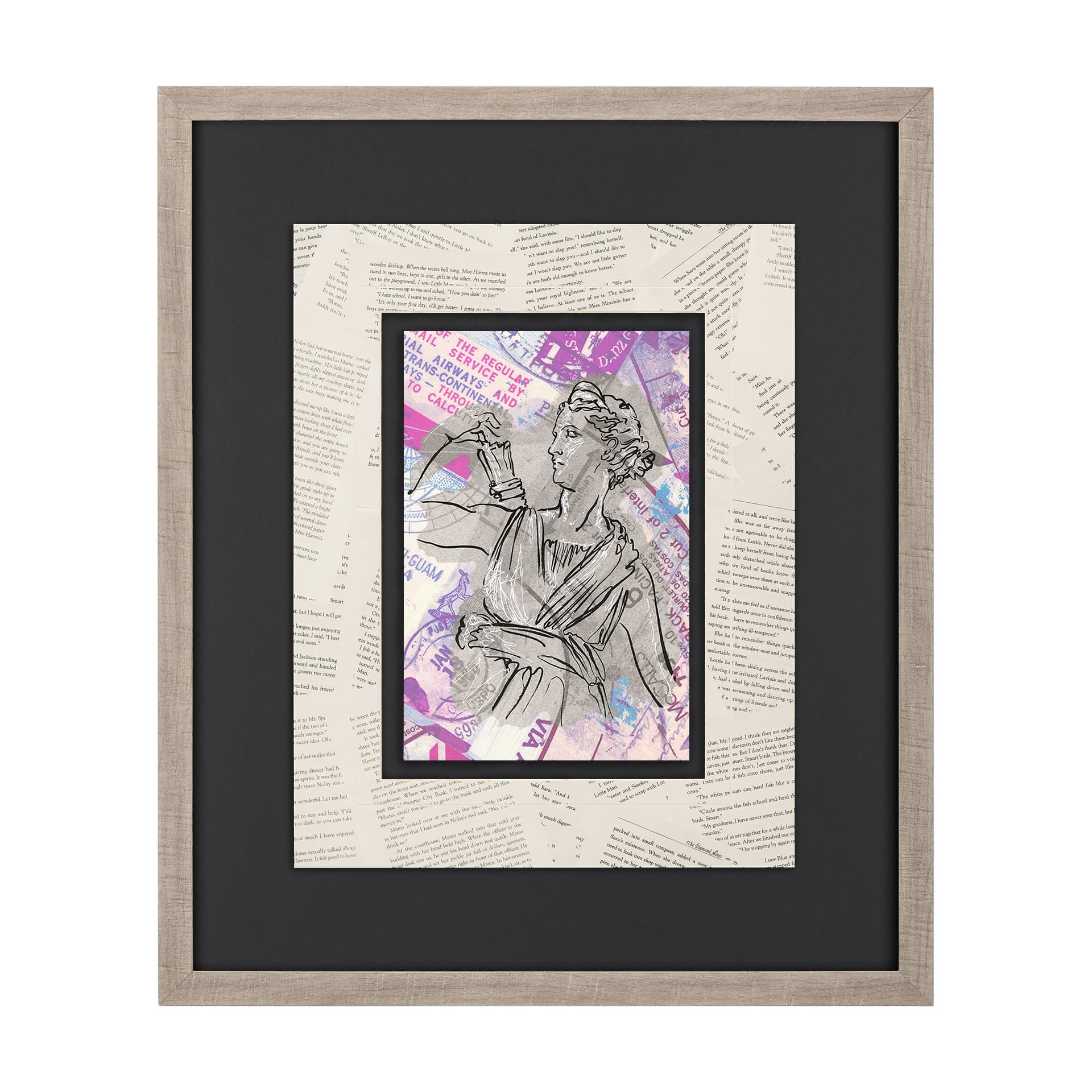 Graffiti sculpture I by Mercana Studio Hand Embellished Textured Framed Art Print Matted under Glass — product photograph