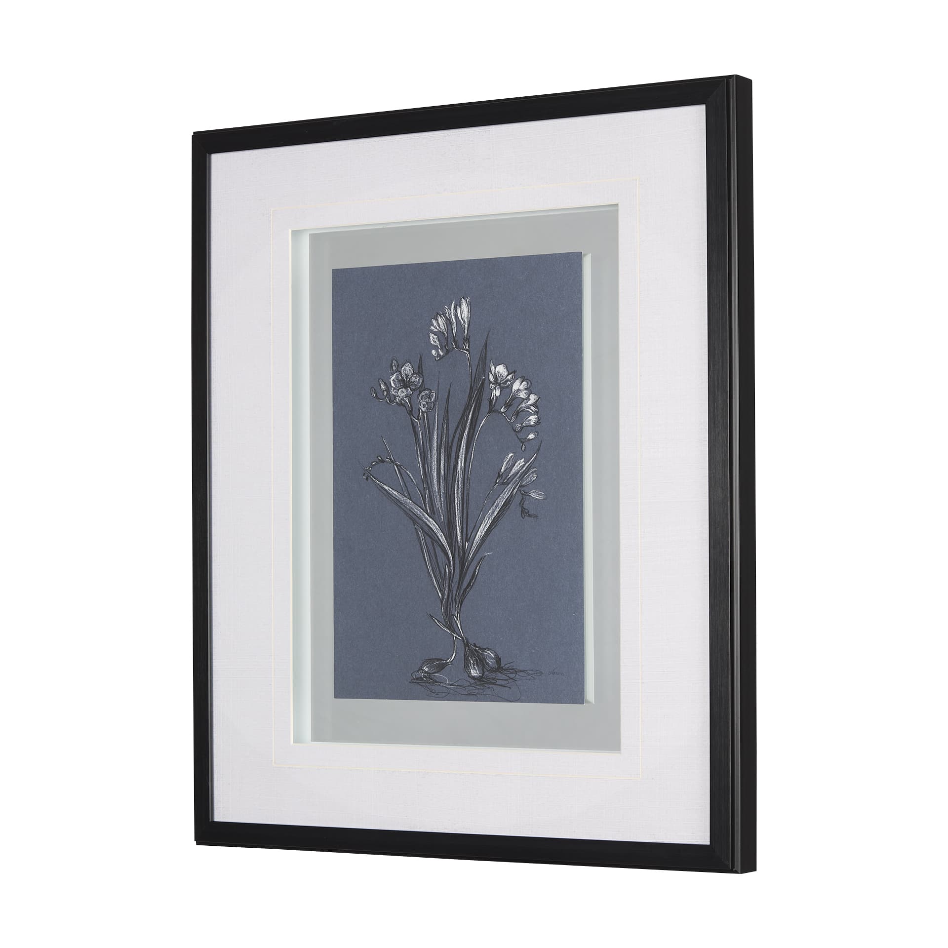 Botanical sketches III (Blue) by Mercana Studio Hand Embellished Framed Art Print Matted under Glass — product photograph